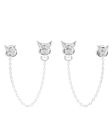 Zircon Butterfly 3 In 1 Connector Chain Earrings
