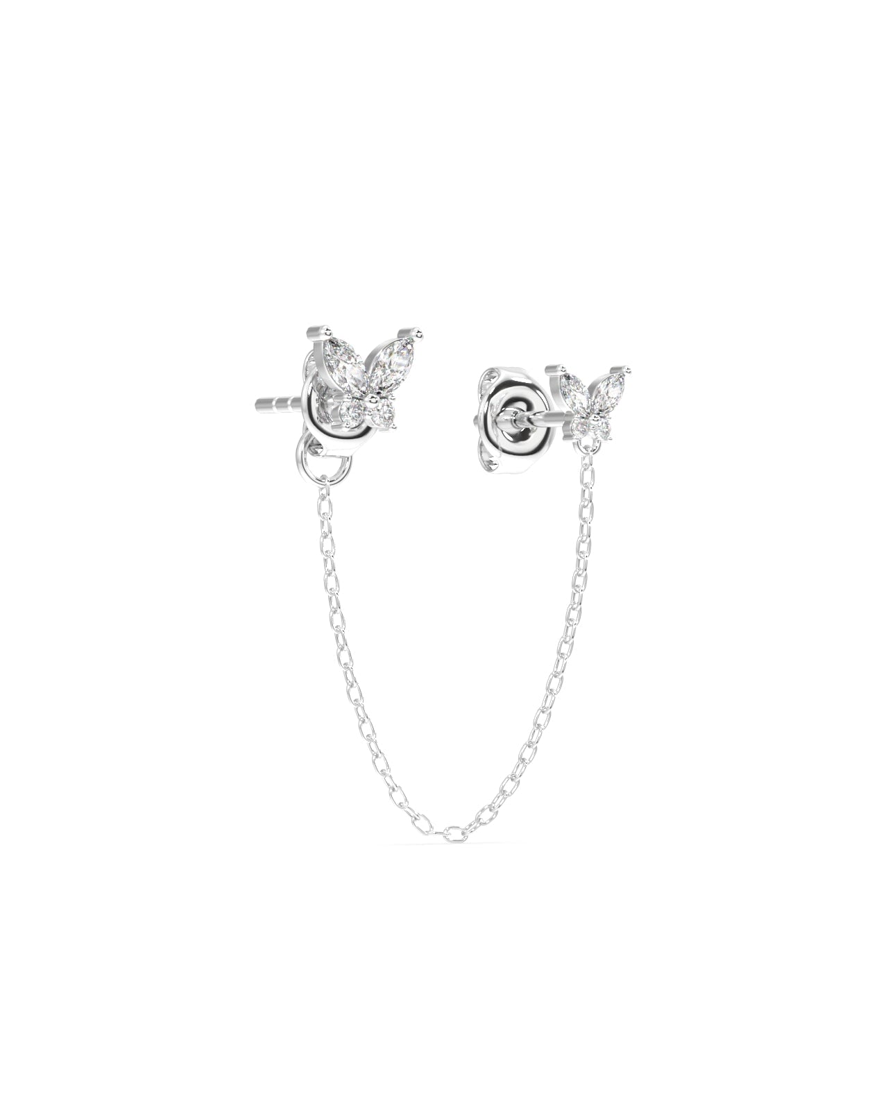 Zircon butterfly - 3 in 1 chain connector earrings