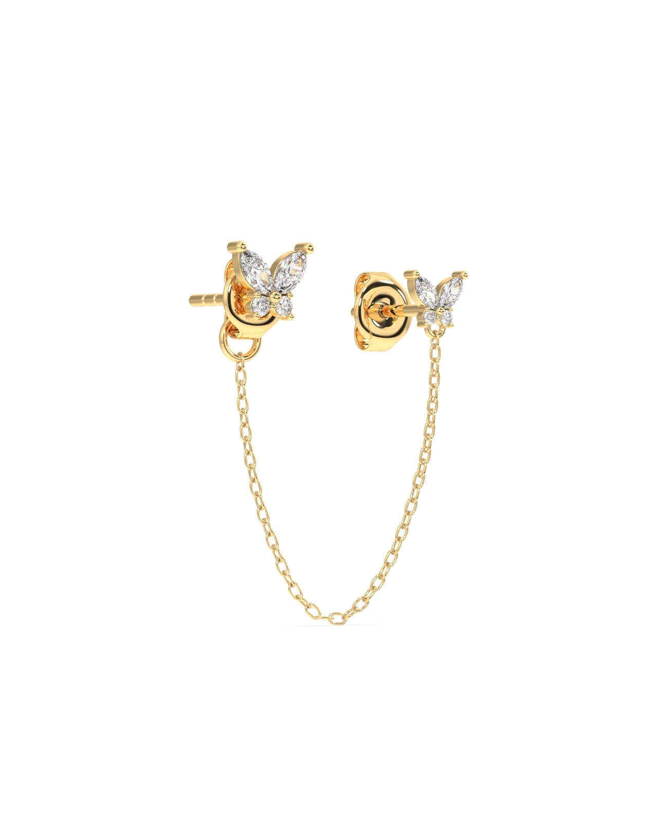 Zircon butterfly - 3 in 1 chain connector earrings