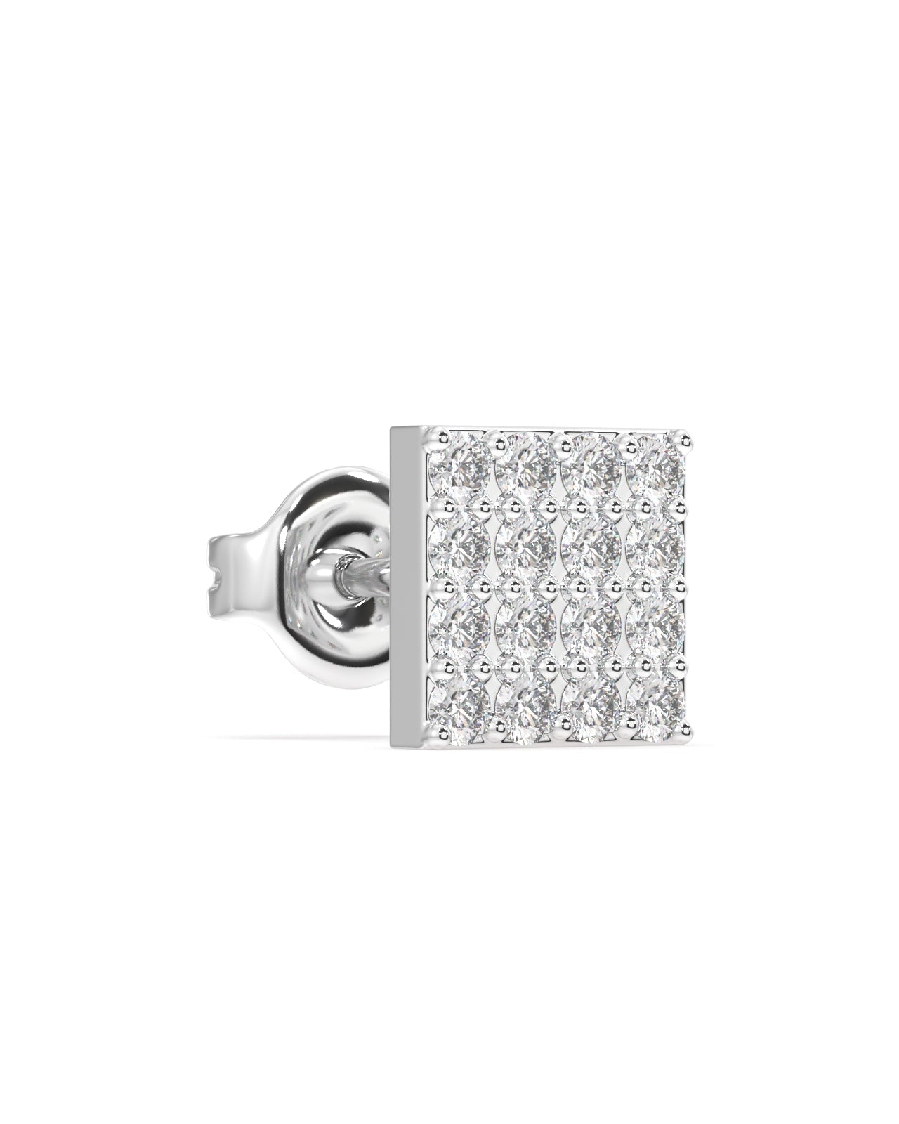 Radiant Square Silver Stud Earring