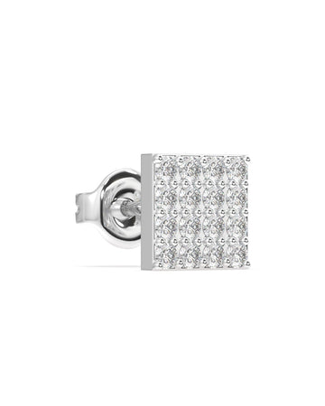 Radiant Square Silver Stud Men's Earrings