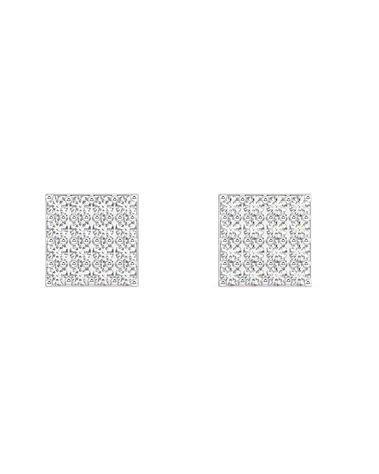 Square paved zirconia stud pair