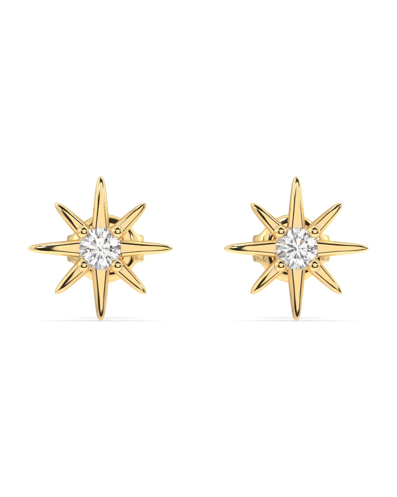 Zirconia with dainty sunrays stud earring - Pair