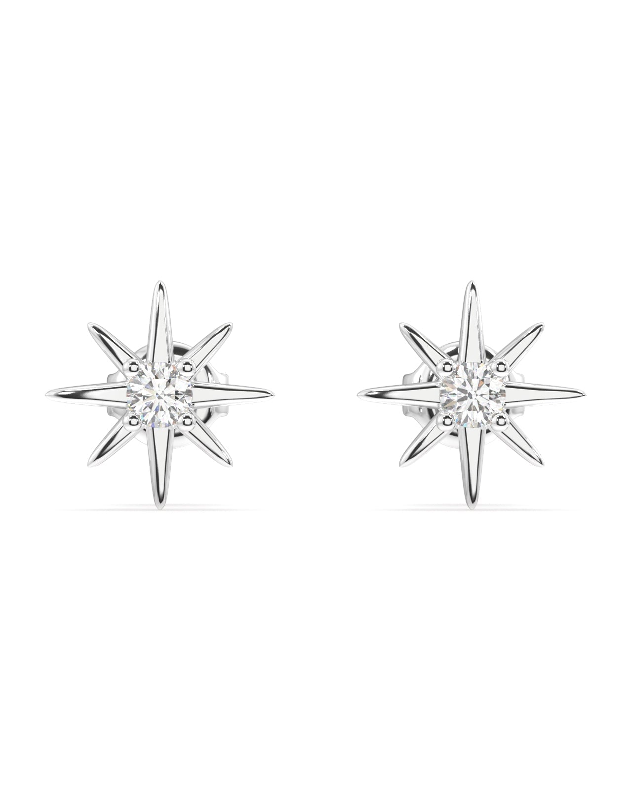Zirconia with dainty sunrays stud earring - Pair