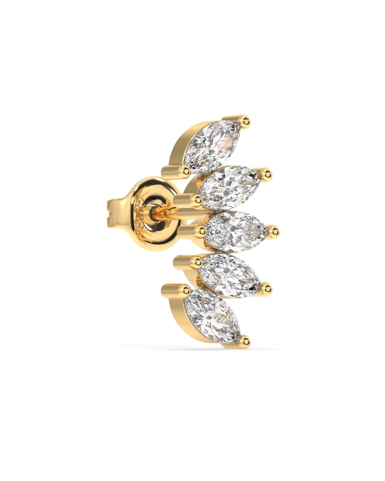 Baguette stone crown stud - 18K Gold Plated