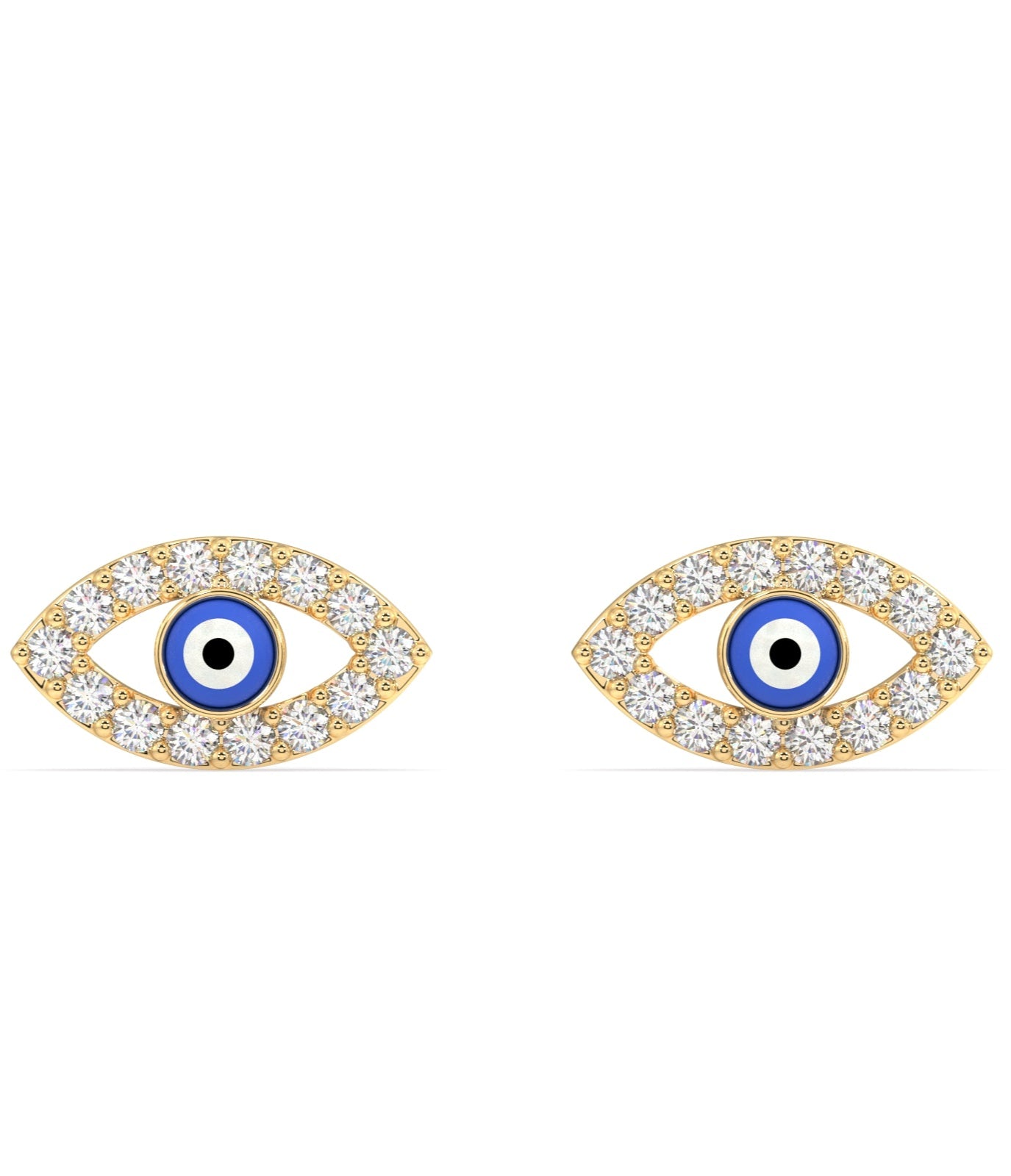 Enamel evil eye stud pair