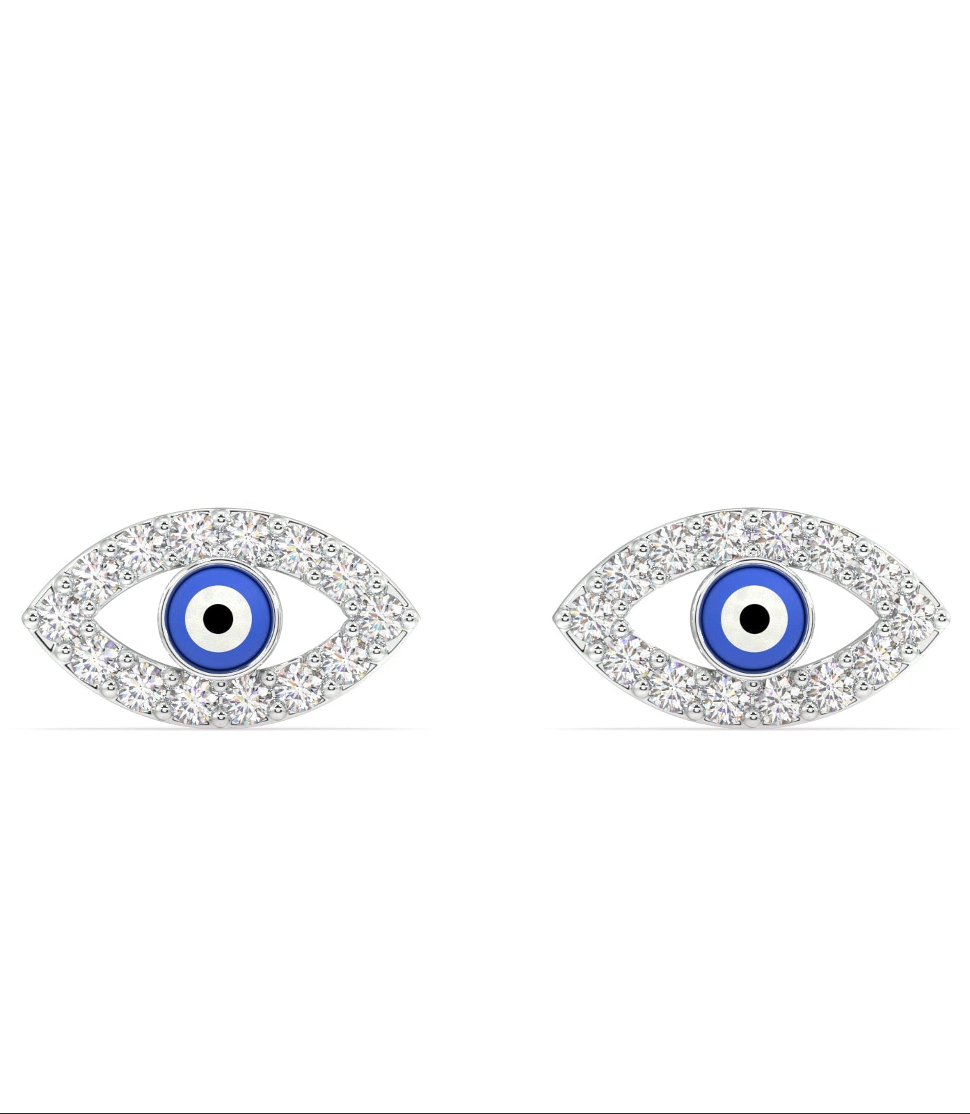 Enamel evil eye stud pair