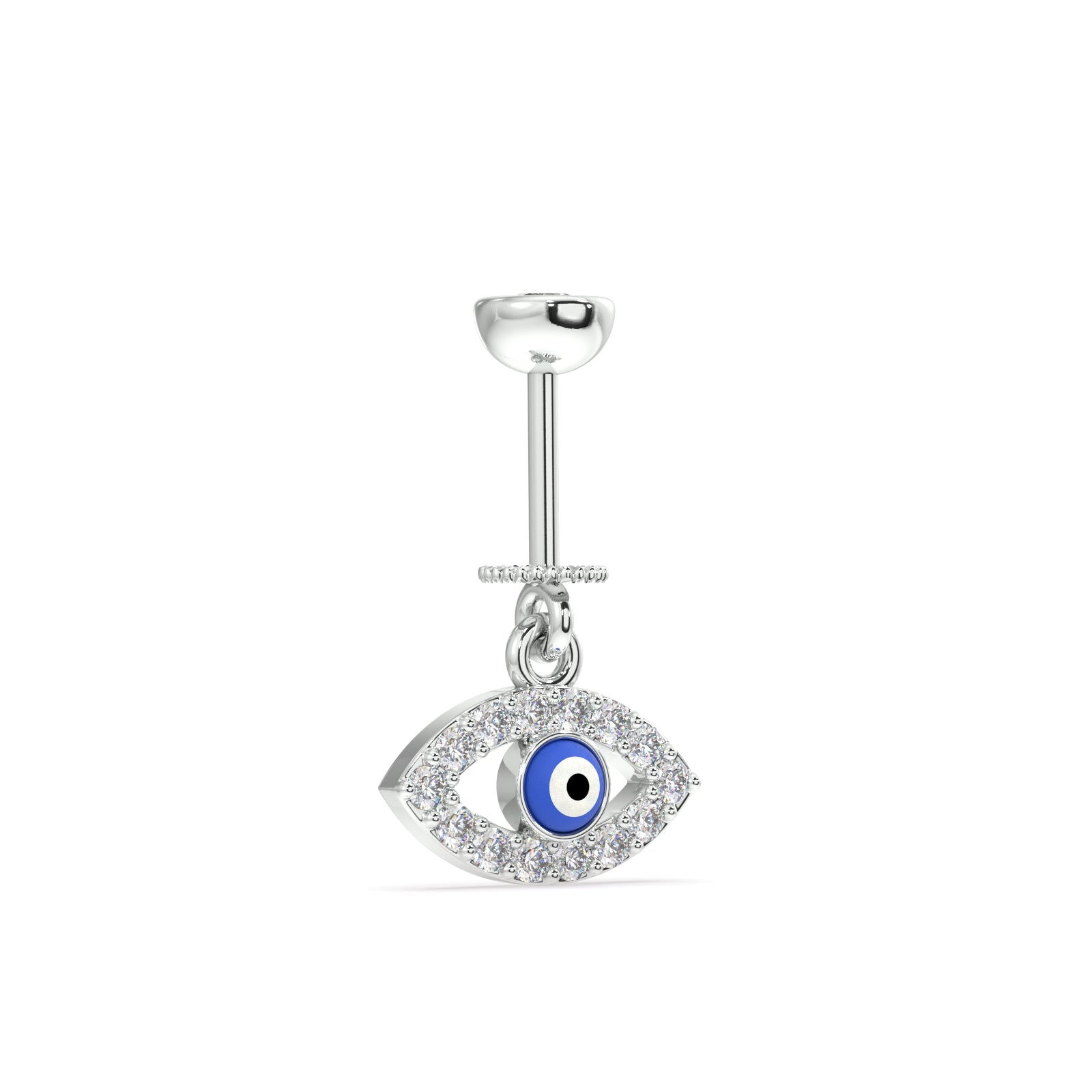"Blue Enamel Evil Eye Helix Piercing - Symbolic Elegance for Your Ear Stack"