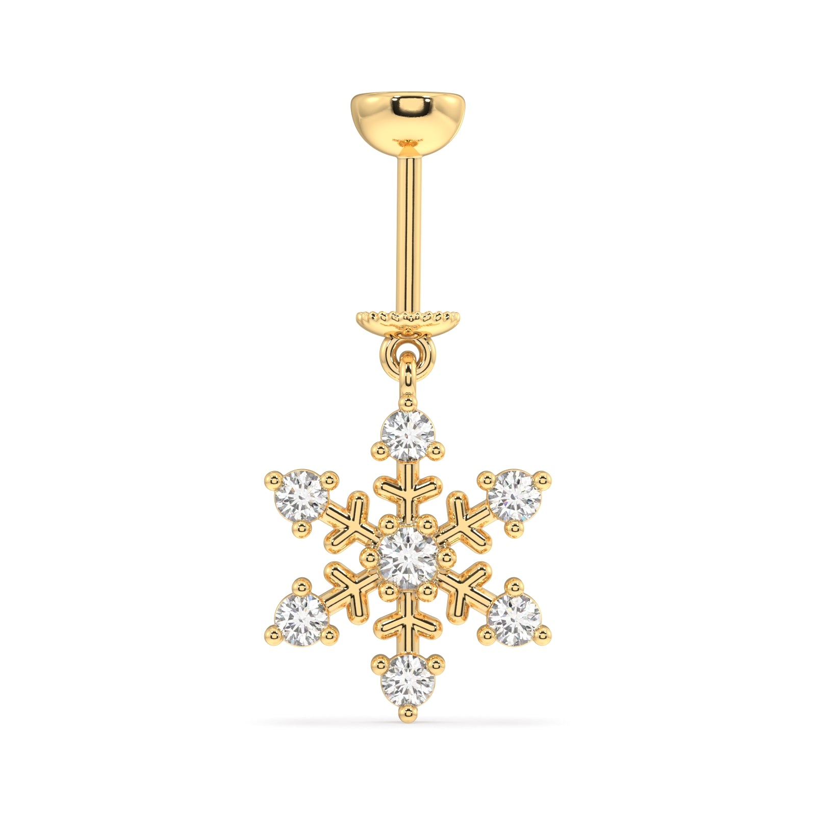 'Ice on ear' Snowflake - screw Helix Hanging - 14k plated