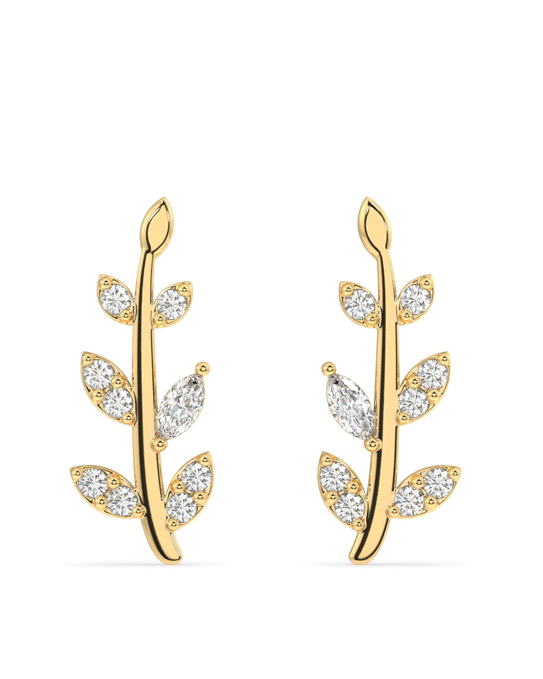 Luxury Zircon Paved Leaf Studs Earring