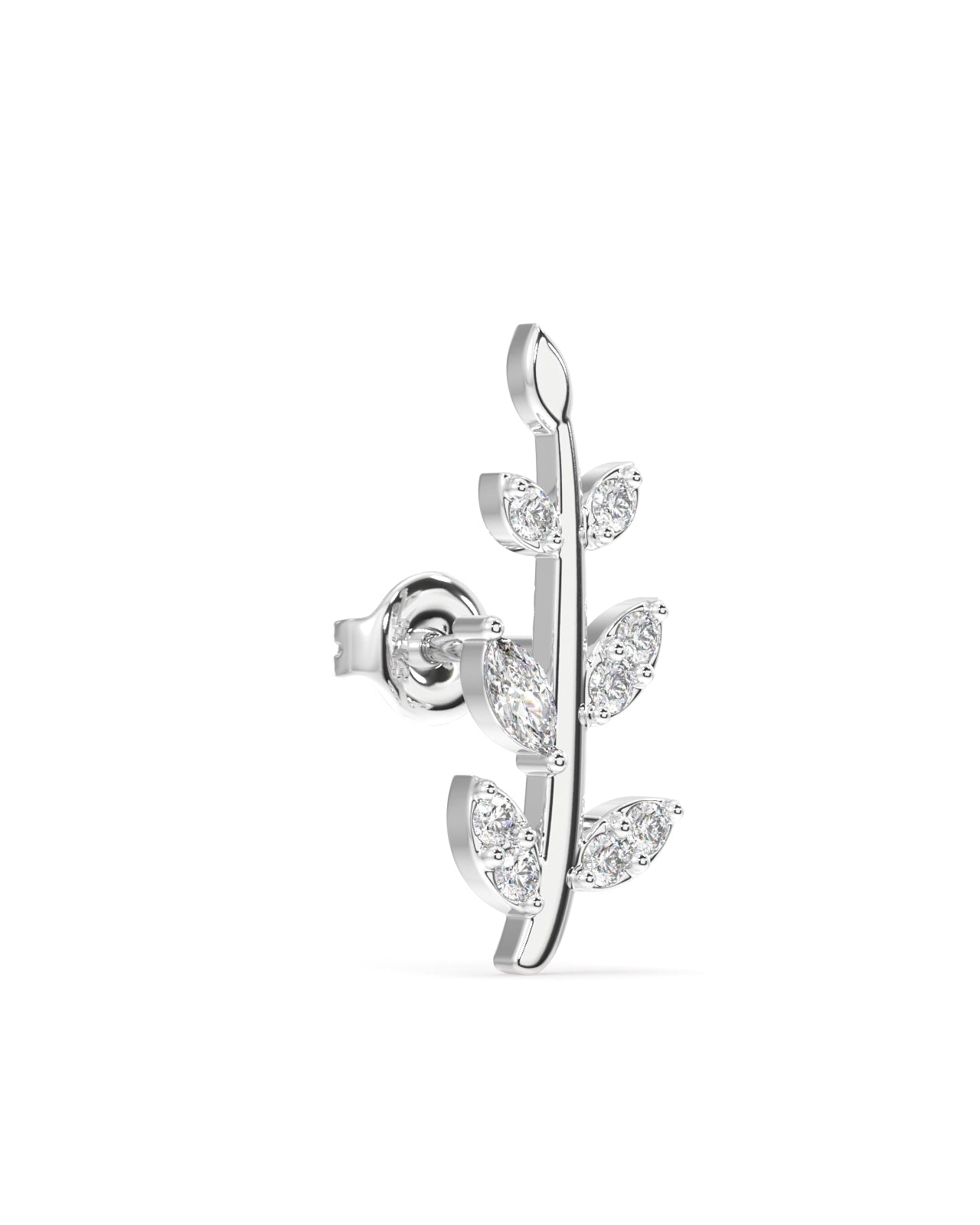 Luxury zircon paved leaf - Pair