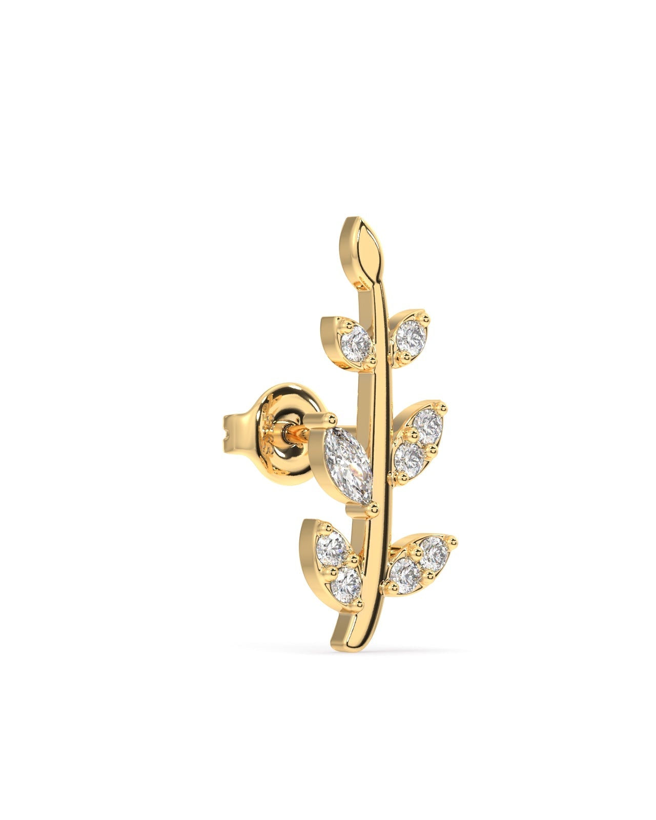Luxury zircon paved leaf - Pair