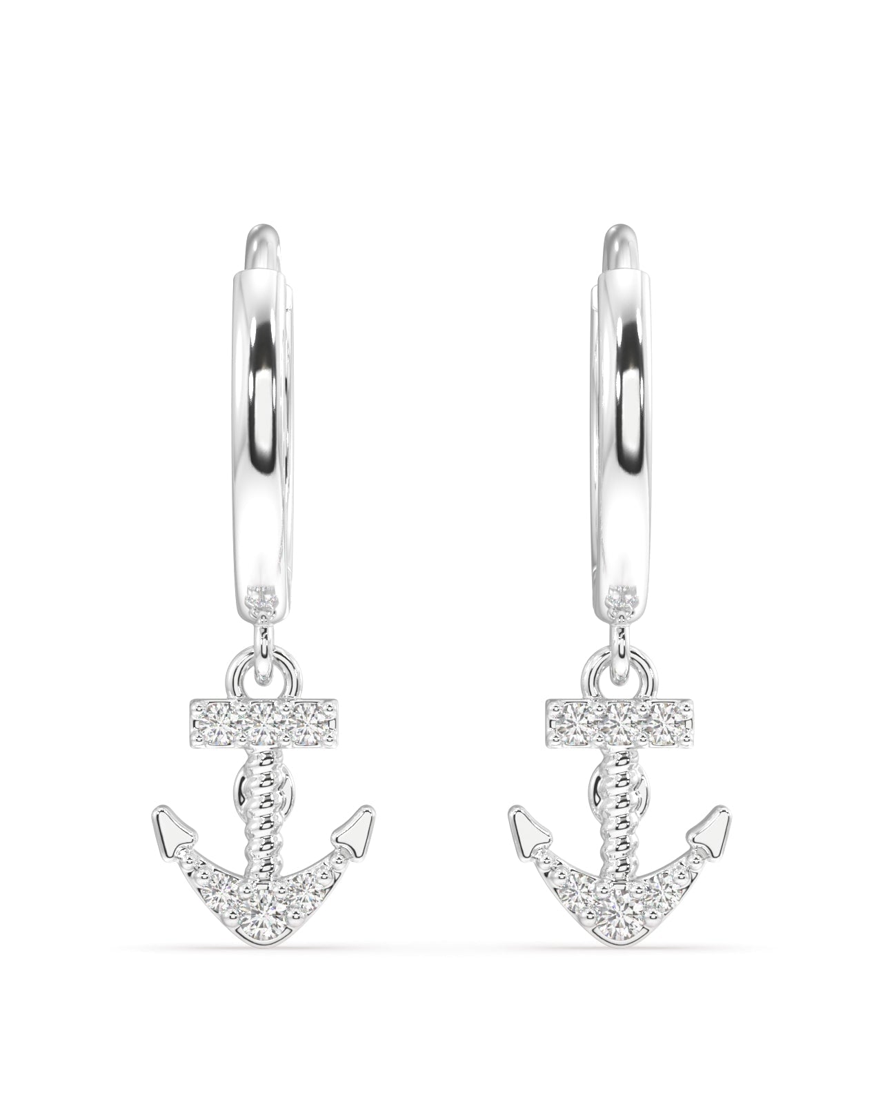 Anchor charm hoop - Pair