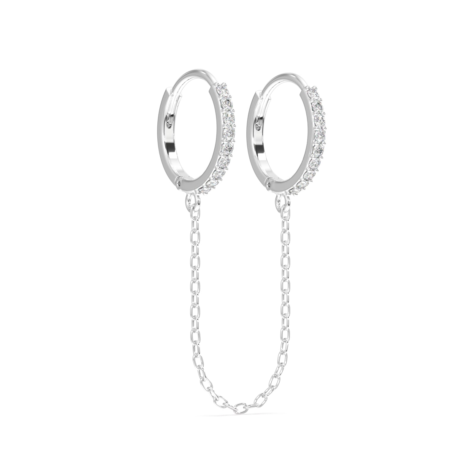 Connecting chain zircon hoops - pair