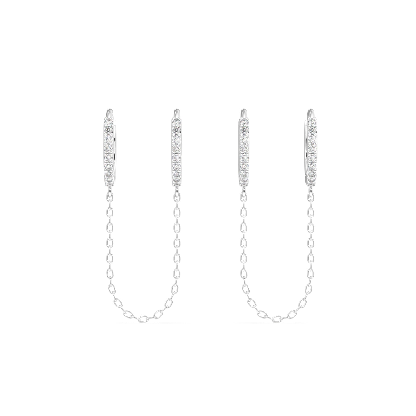 Connecting chain zircon hoops - pair