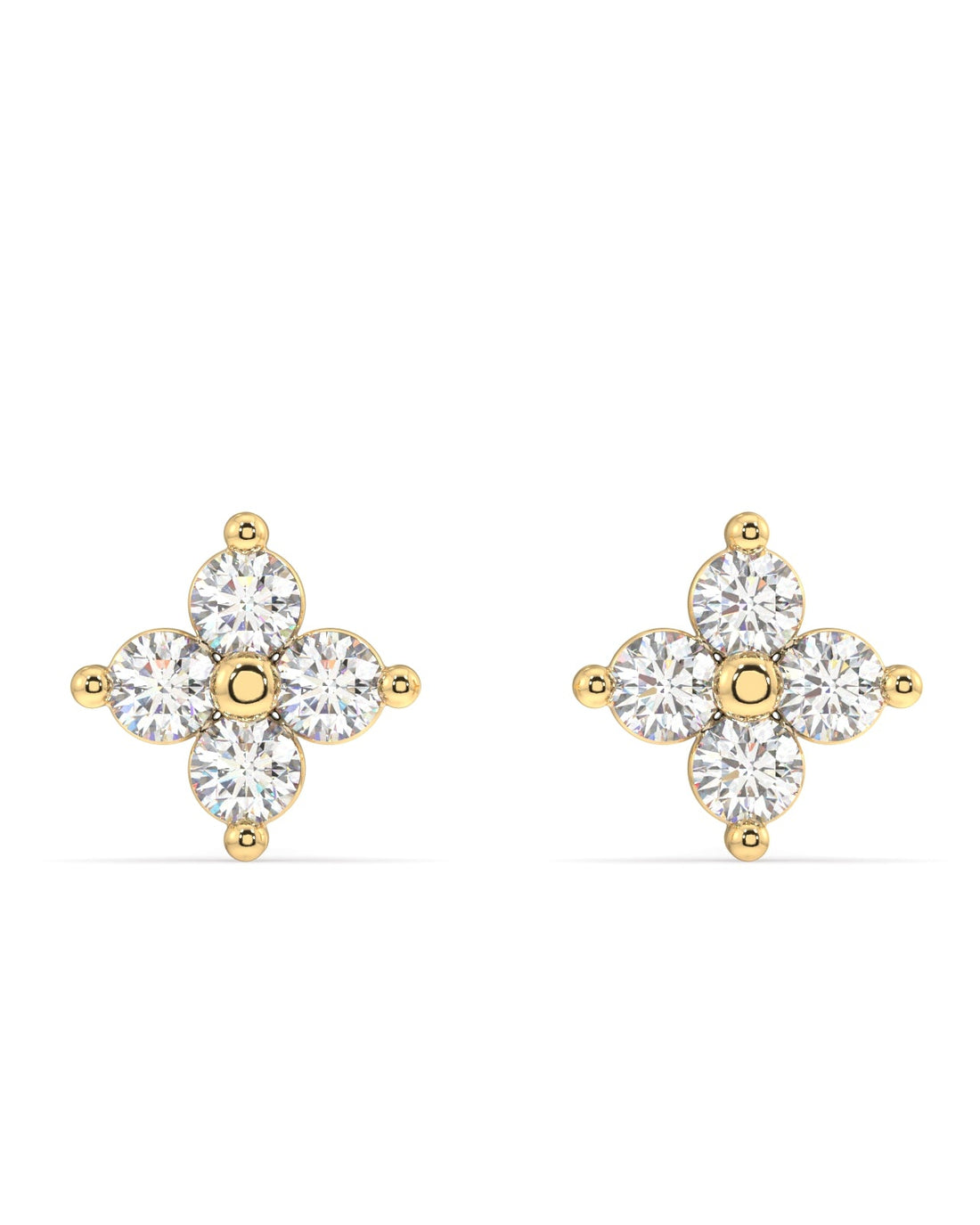 "Lotus Stud Earring: Elegant Front Angle View in Sterling Silver"