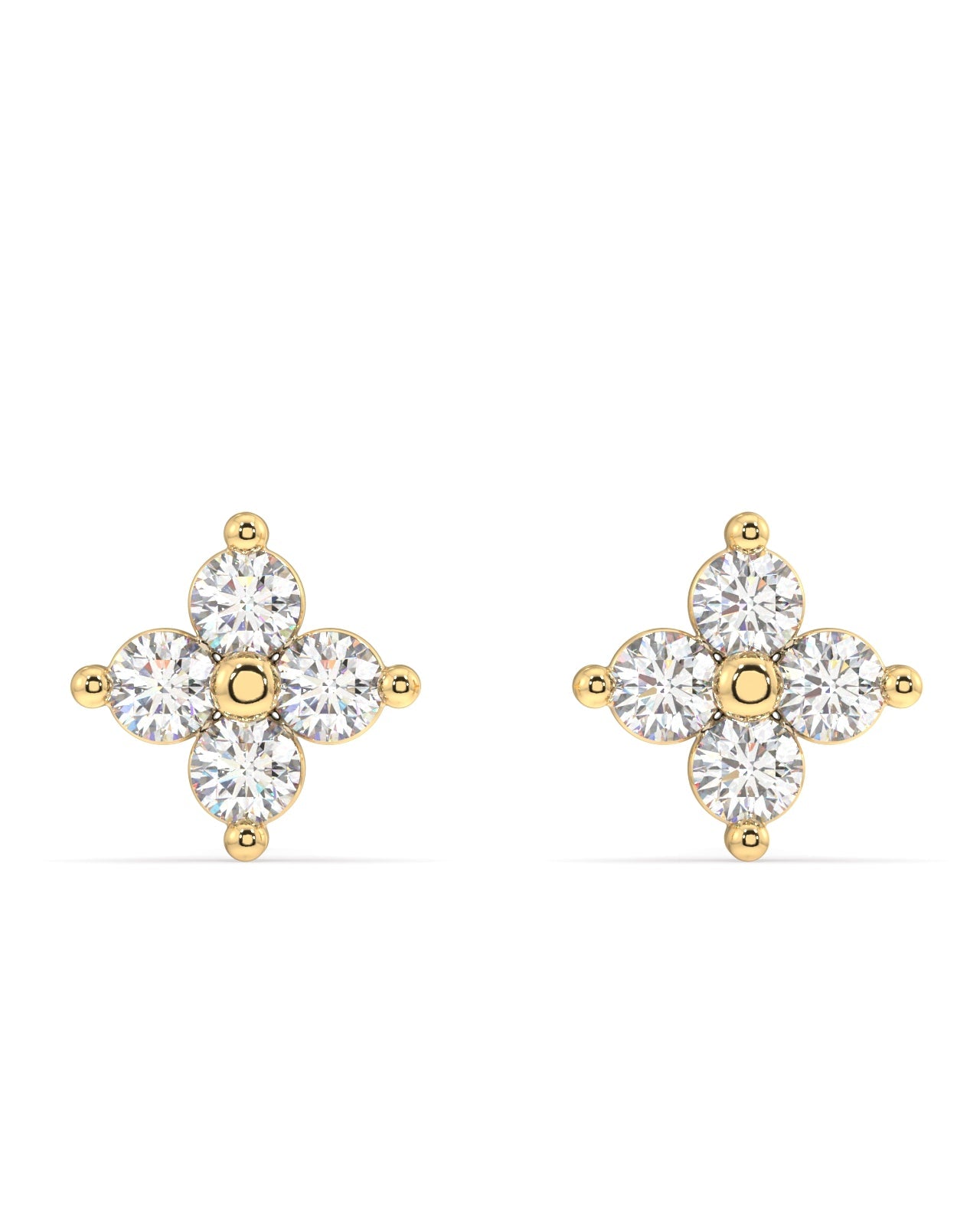 "Lotus Stud Earring: Elegant Front Angle View in Sterling Silver"