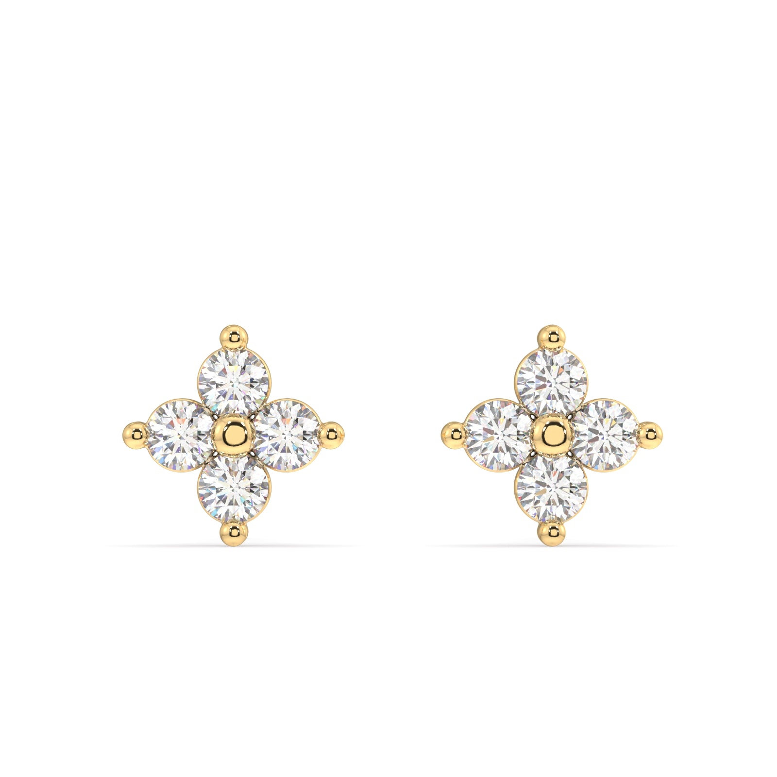 "Lotus Stud Earring: Elegant Front Angle View in Sterling Silver"
