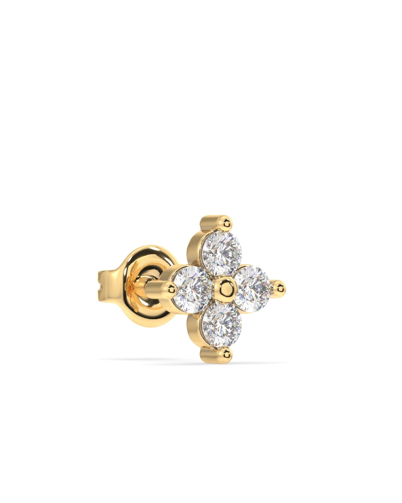 "Side Angle View of Sterling Silver Lotus Flower Stud Earrings - Detailed Elegance"