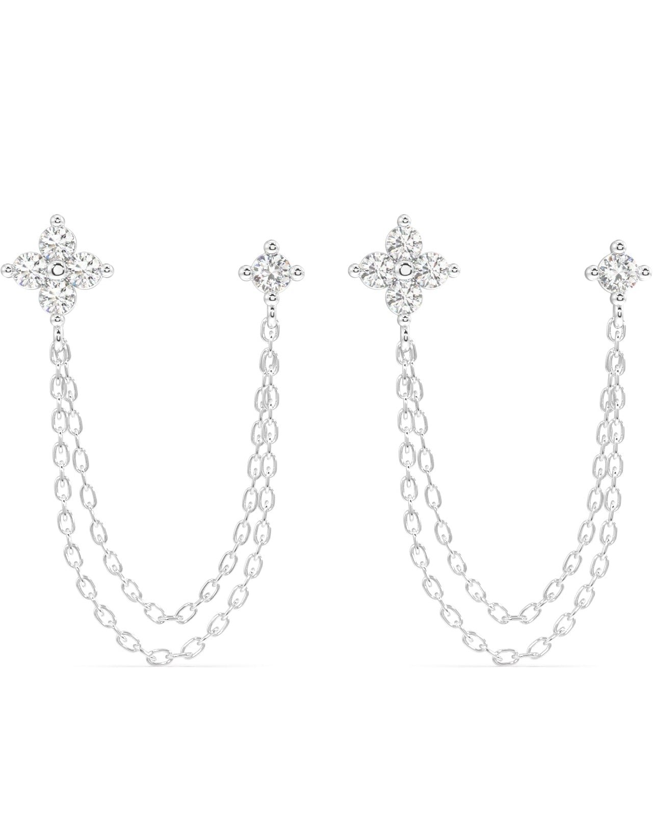 Lotus Petal Connector Chain Earrings