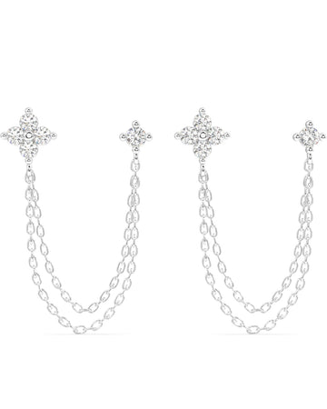 Lotus Petal Connector Chain Earrings