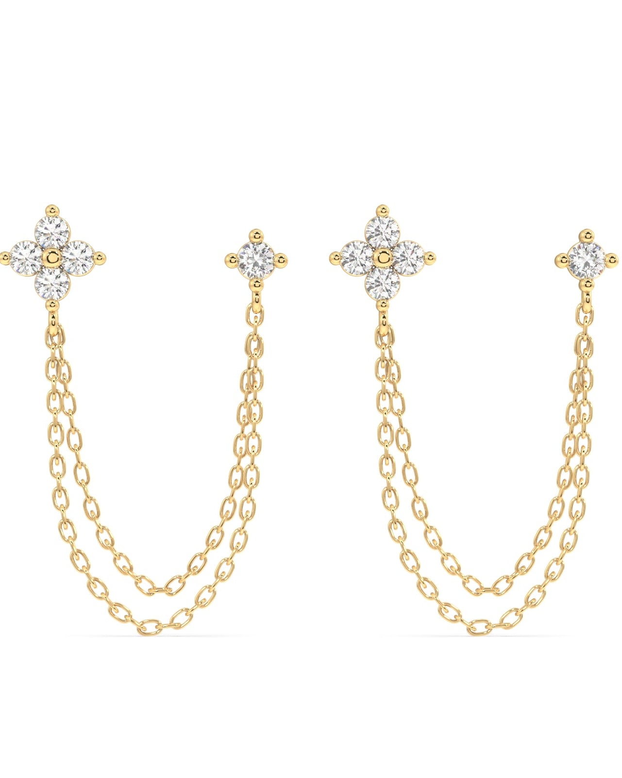 Lotus Petal Connector Chain Earrings