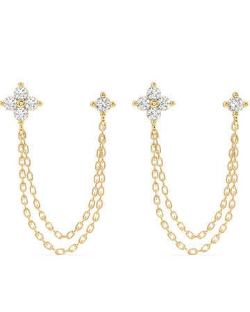 Lotus Petal Connector Chain Earrings