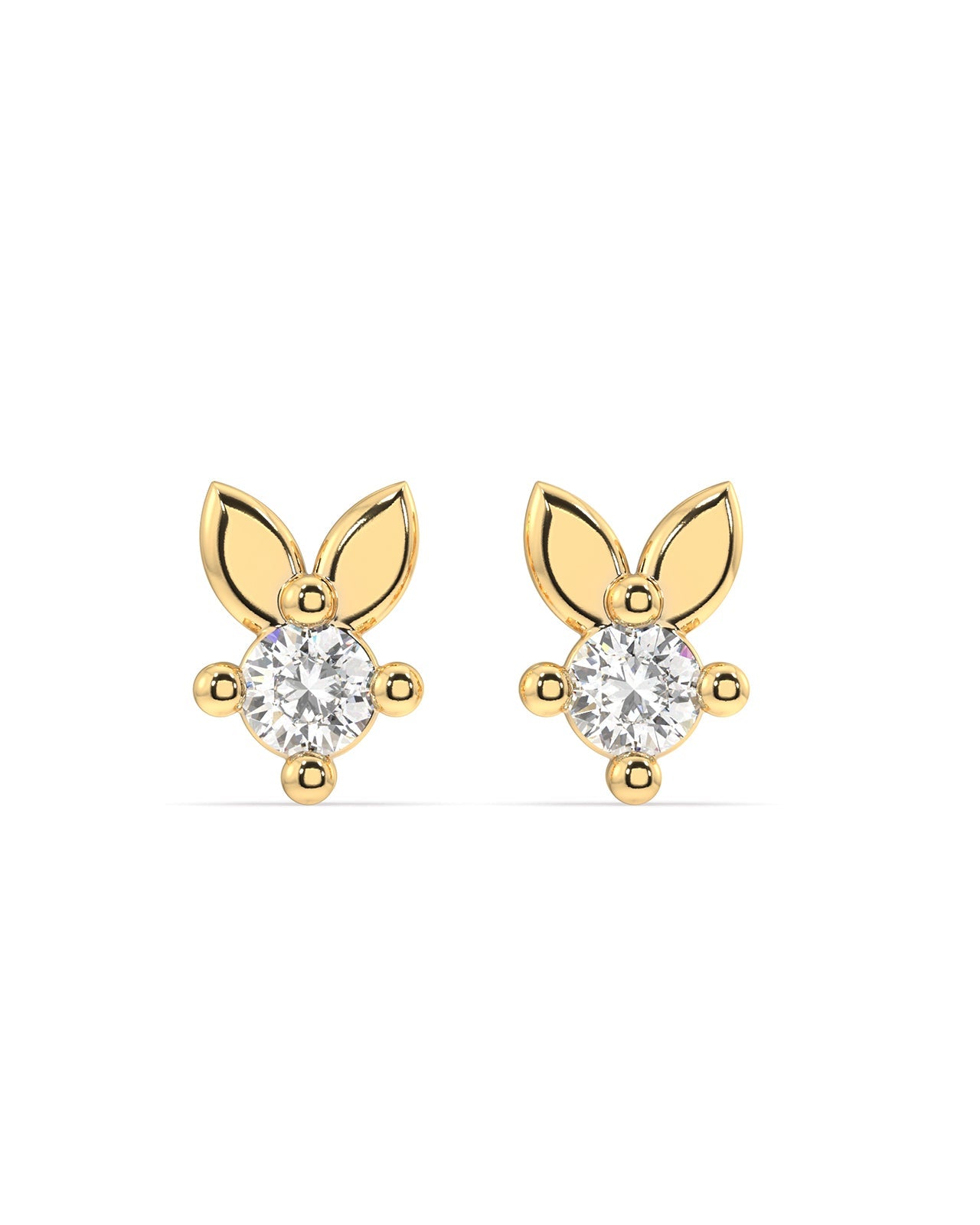 Minimal bunny rabbit zirconia stud - Pair