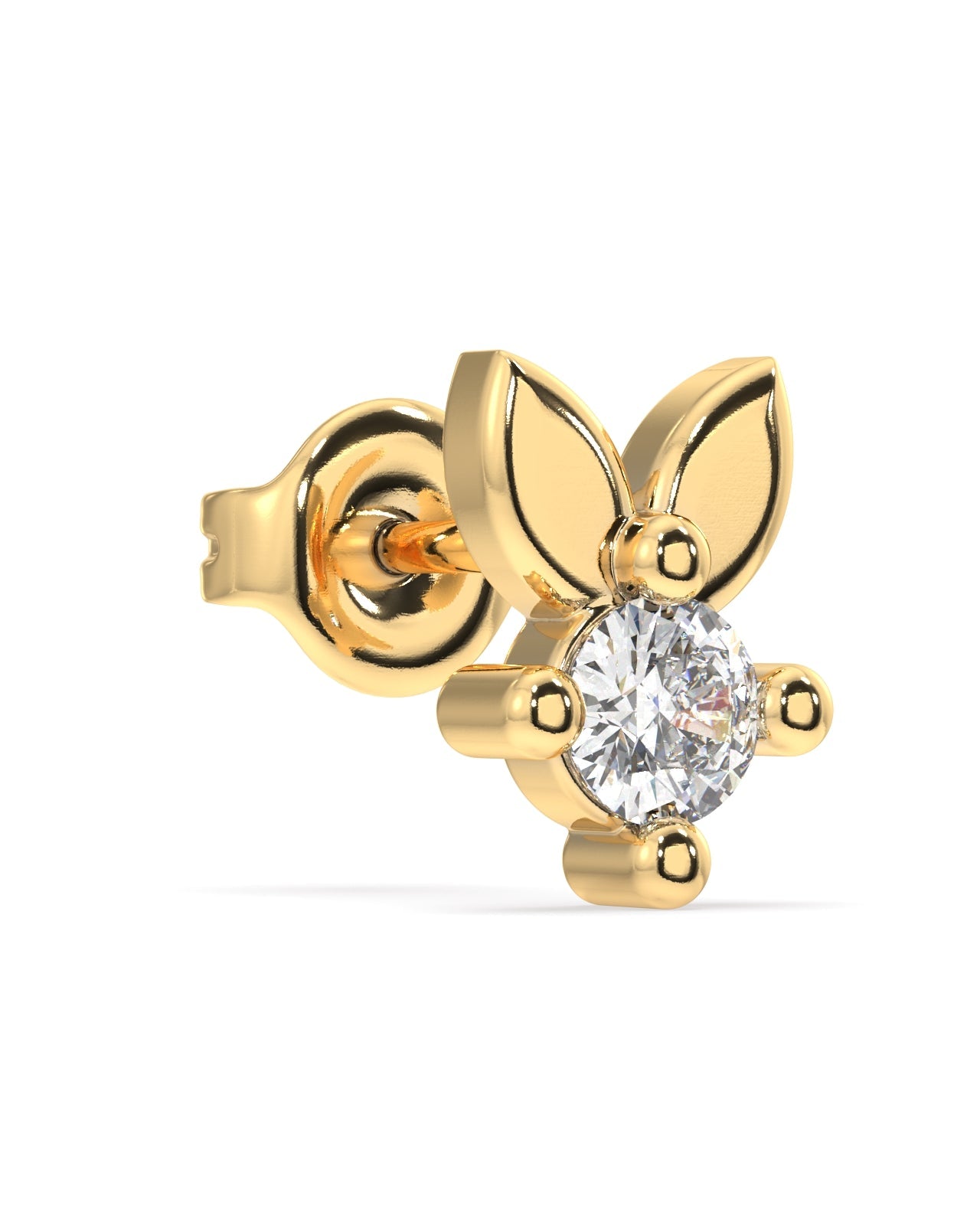 Minimal bunny rabbit zirconia stud - Pair