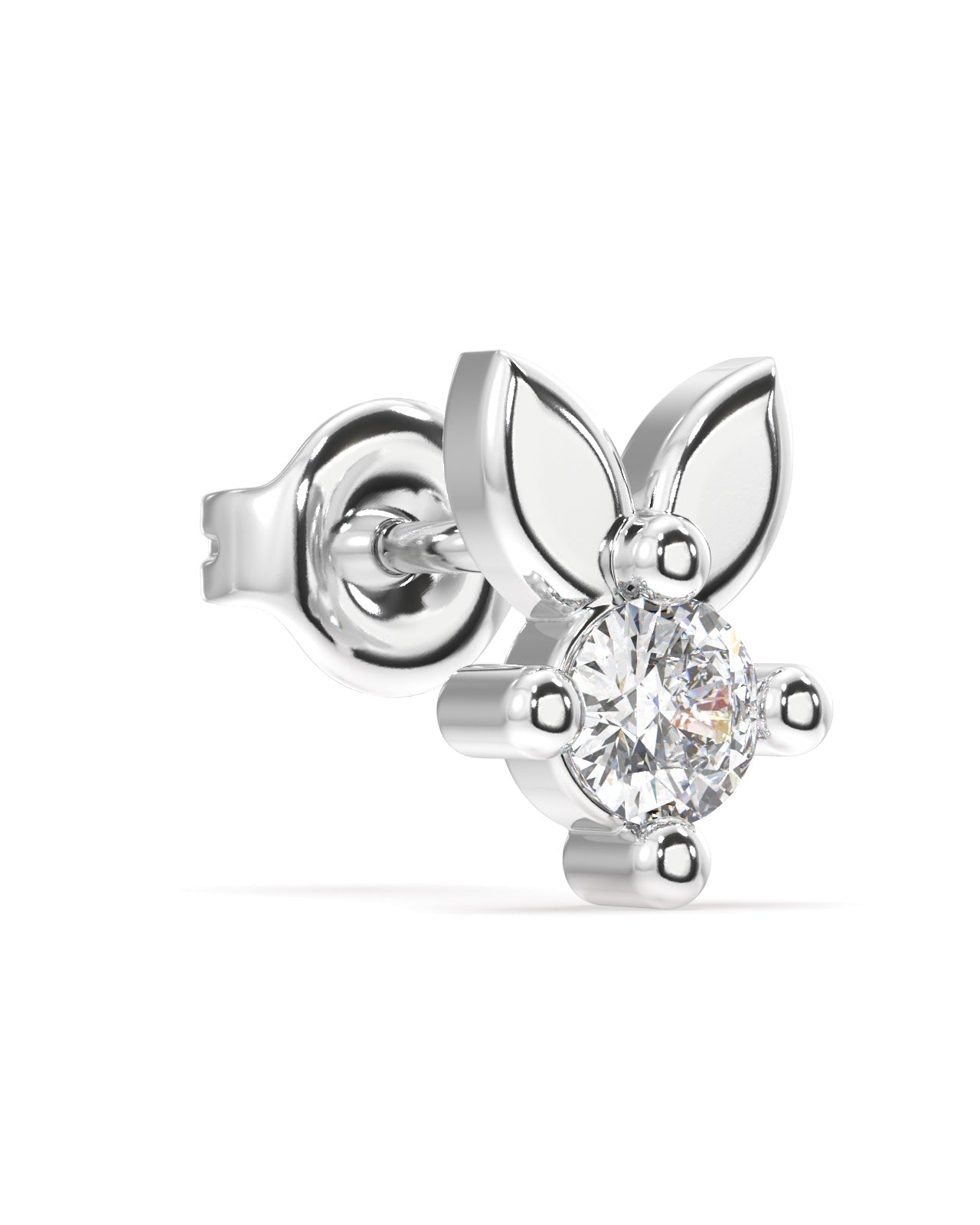 Minimal bunny rabbit zirconia stud - Pair