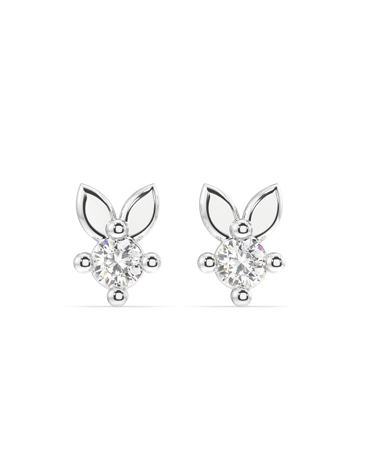 Minimal bunny rabbit zirconia stud - Pair