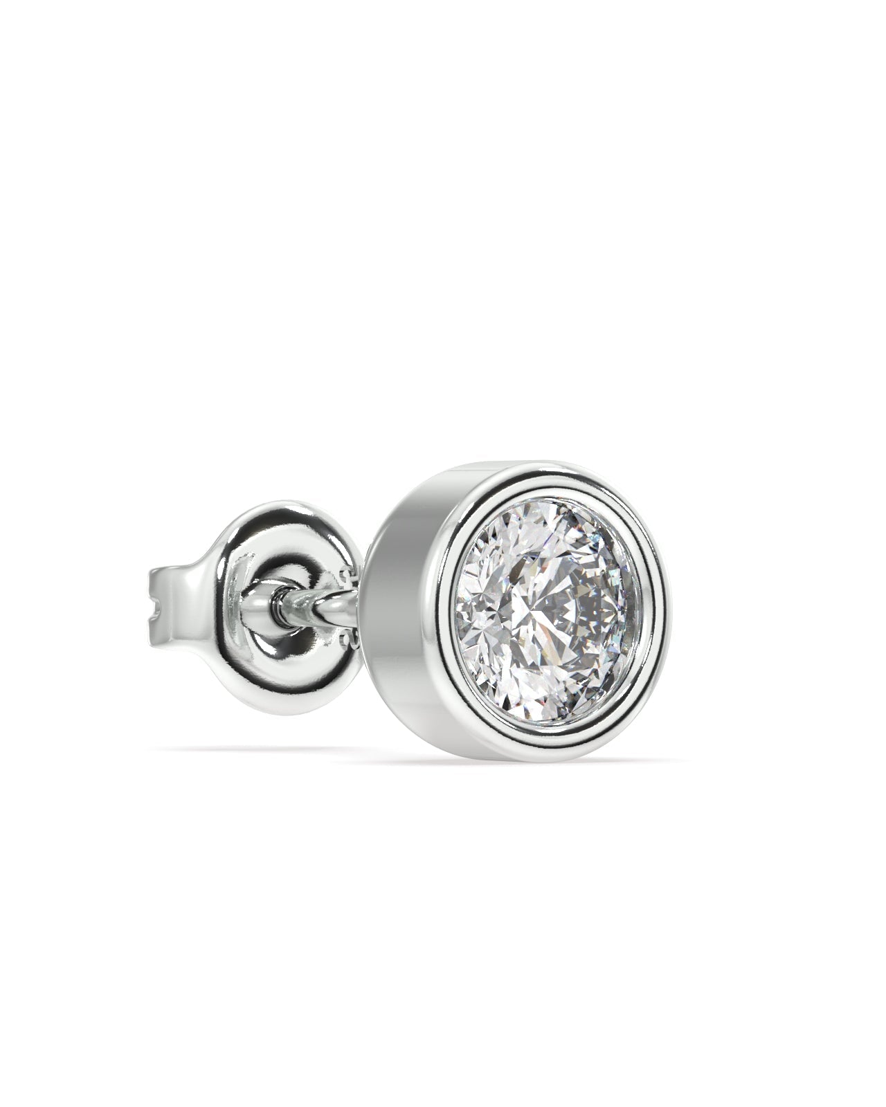 Silver Bezel Stud - Mid Size - 5MM