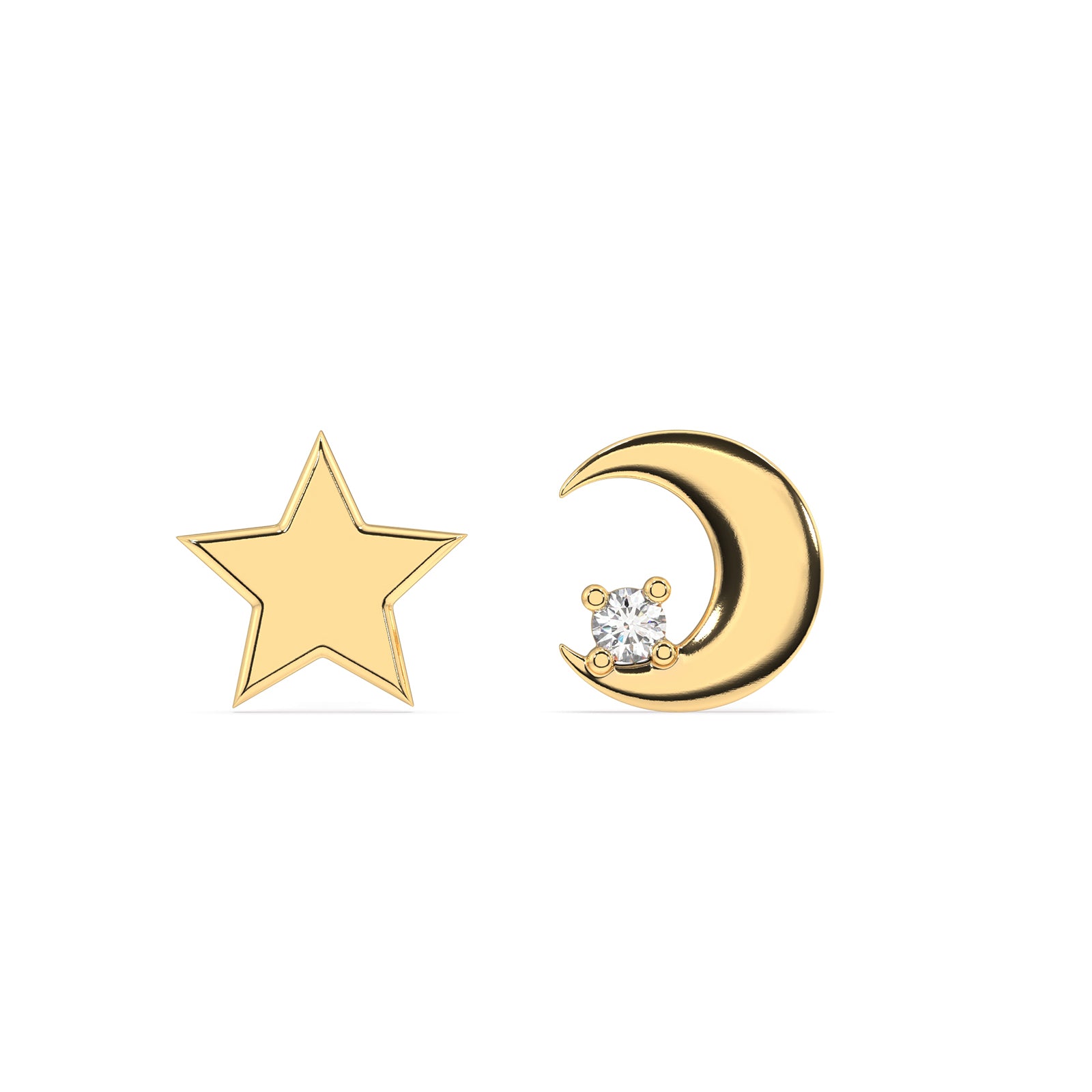 mismatched Star with a moon combination stud earring - Pair