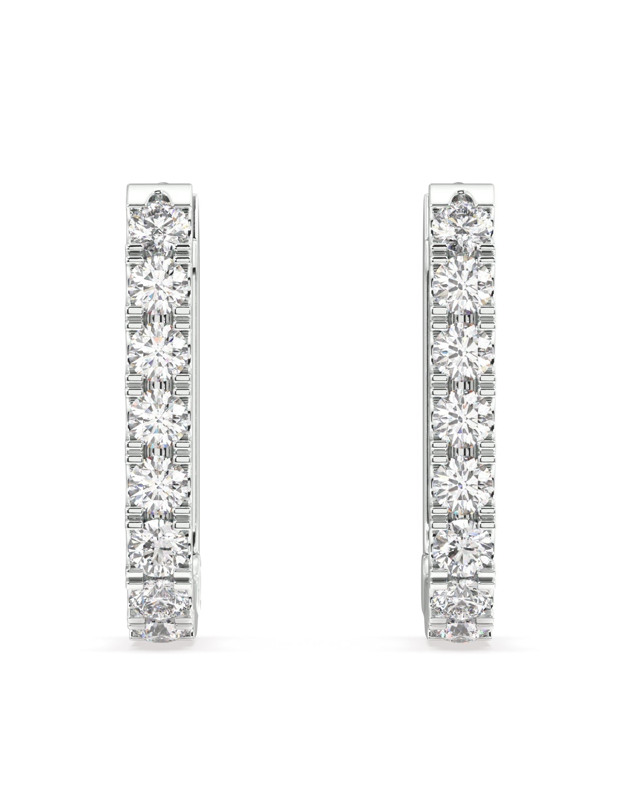 Statement zirconia square hoop - Pair