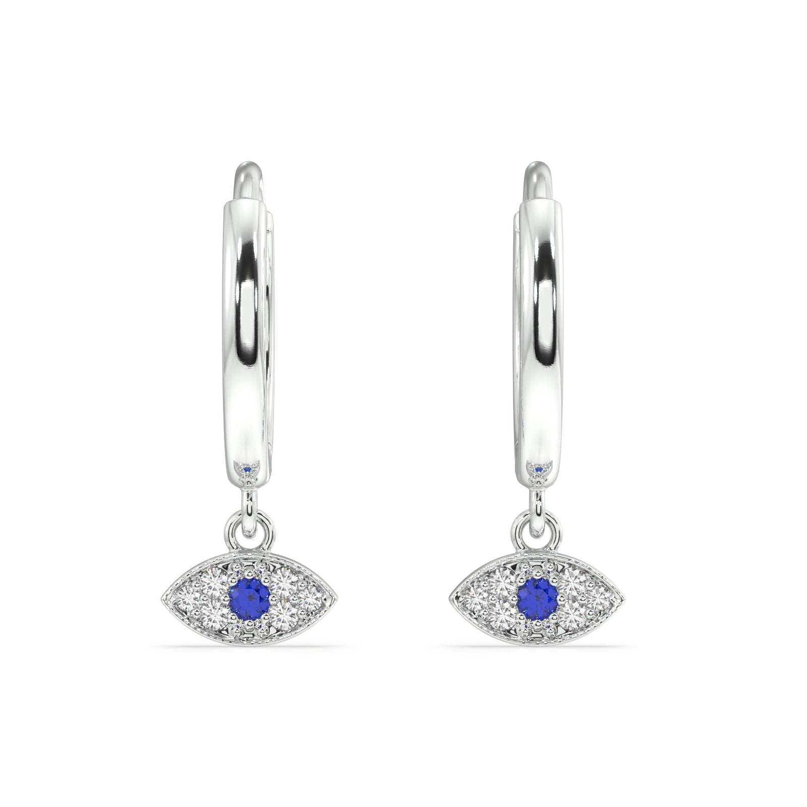 Evil eye charm hoop - Pair