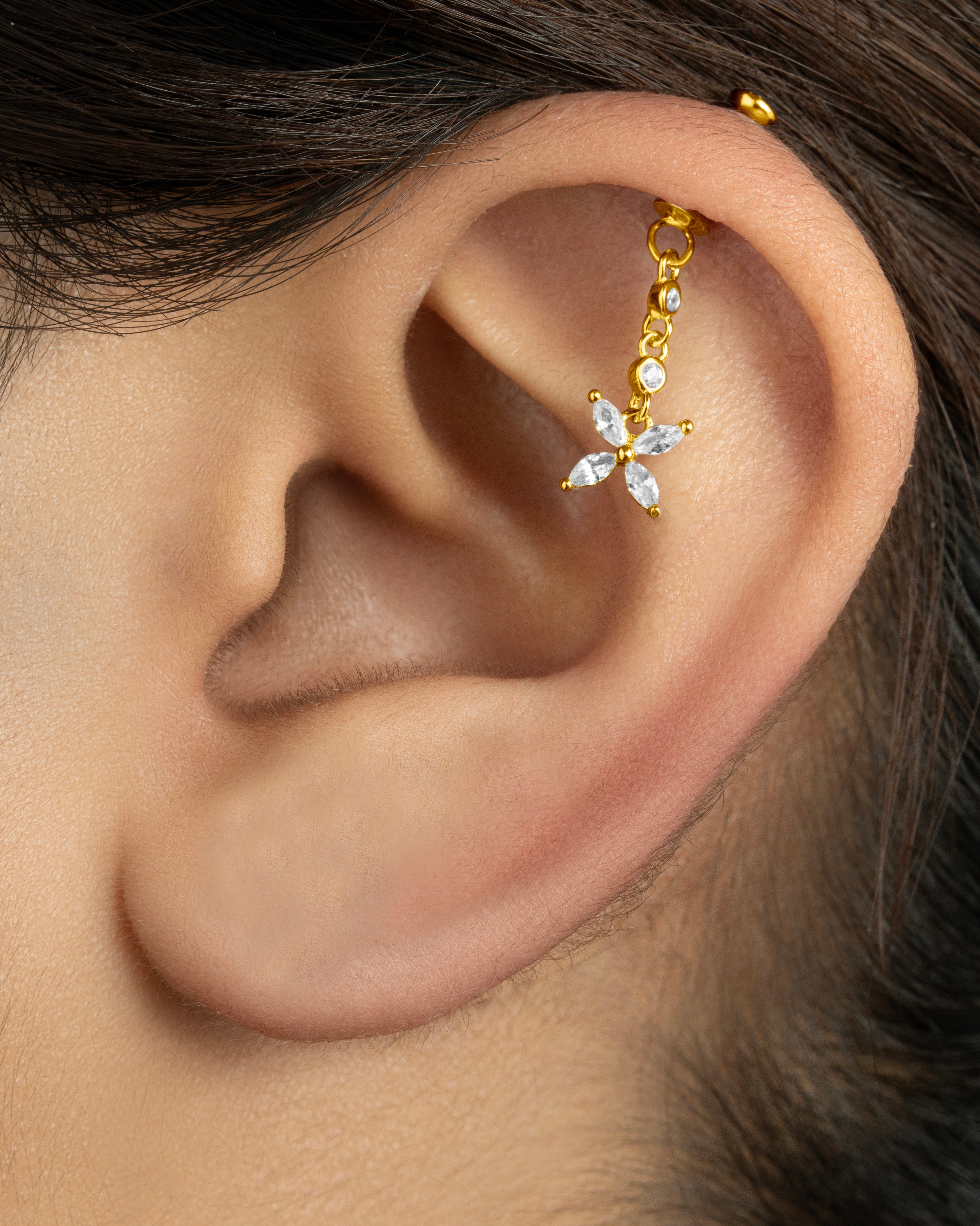 Dangling Flower - Helix Hanging - 14K Gold Plated