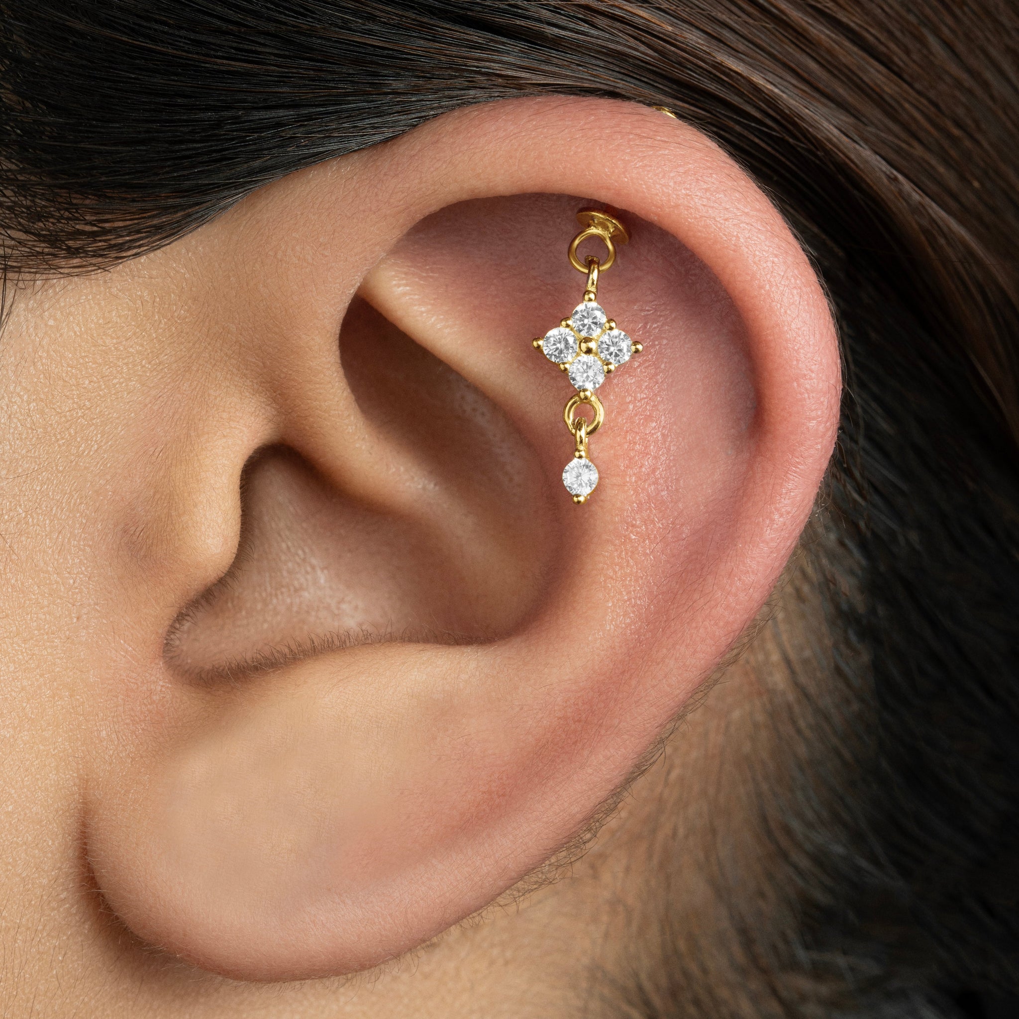 Floral Drop Helix Hanging Earrings
