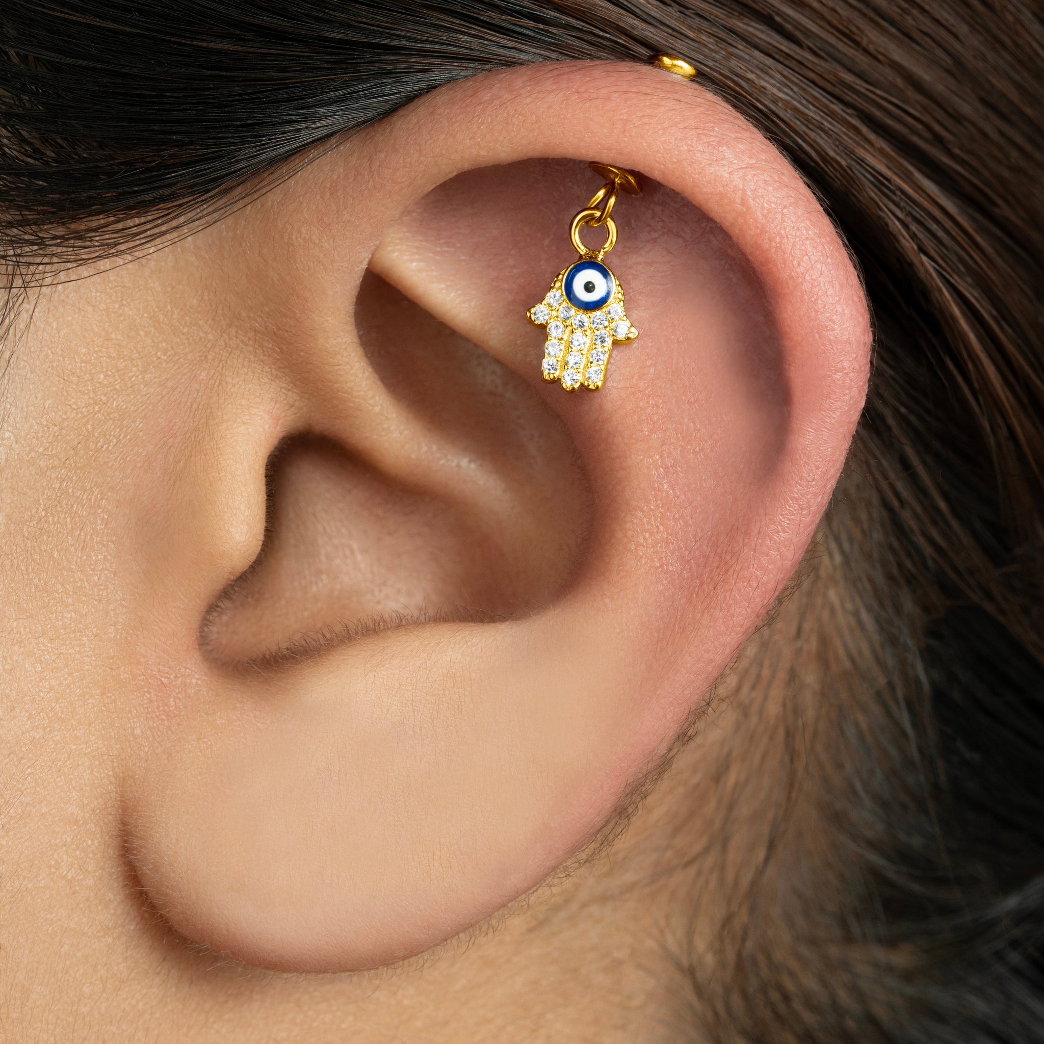 Hamsa Hand Helix Hanging Earrings
