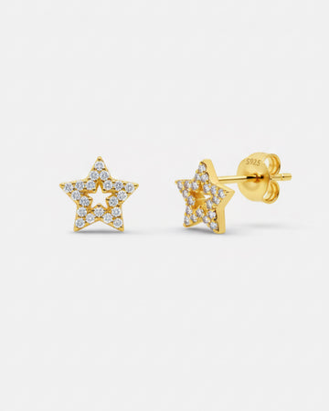 Pave' Hollow Star Stud Earrings