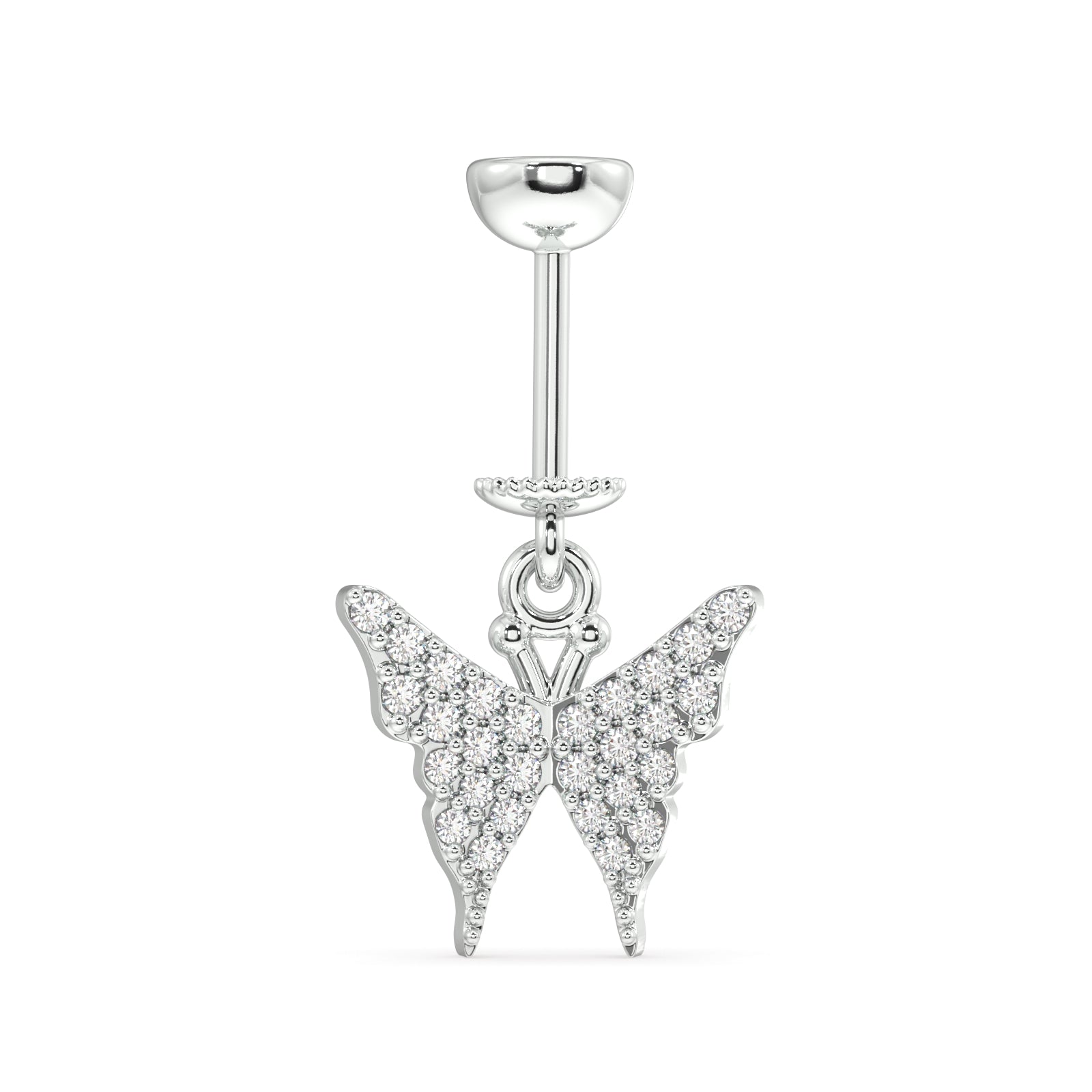 Zircon paved pointed butterfly - Helix hanging