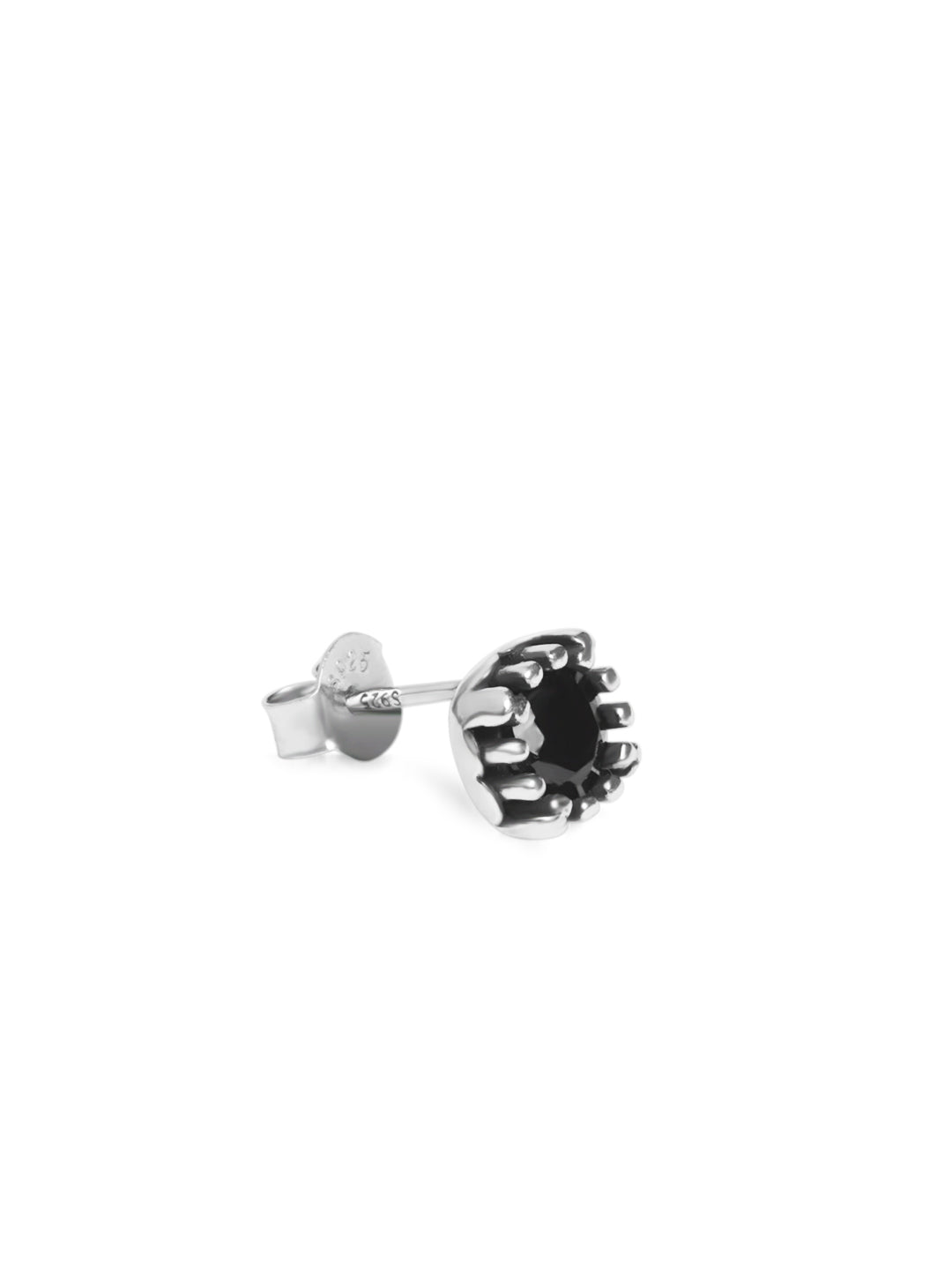 Silver Claw Stud - Black Zirconia Stone
