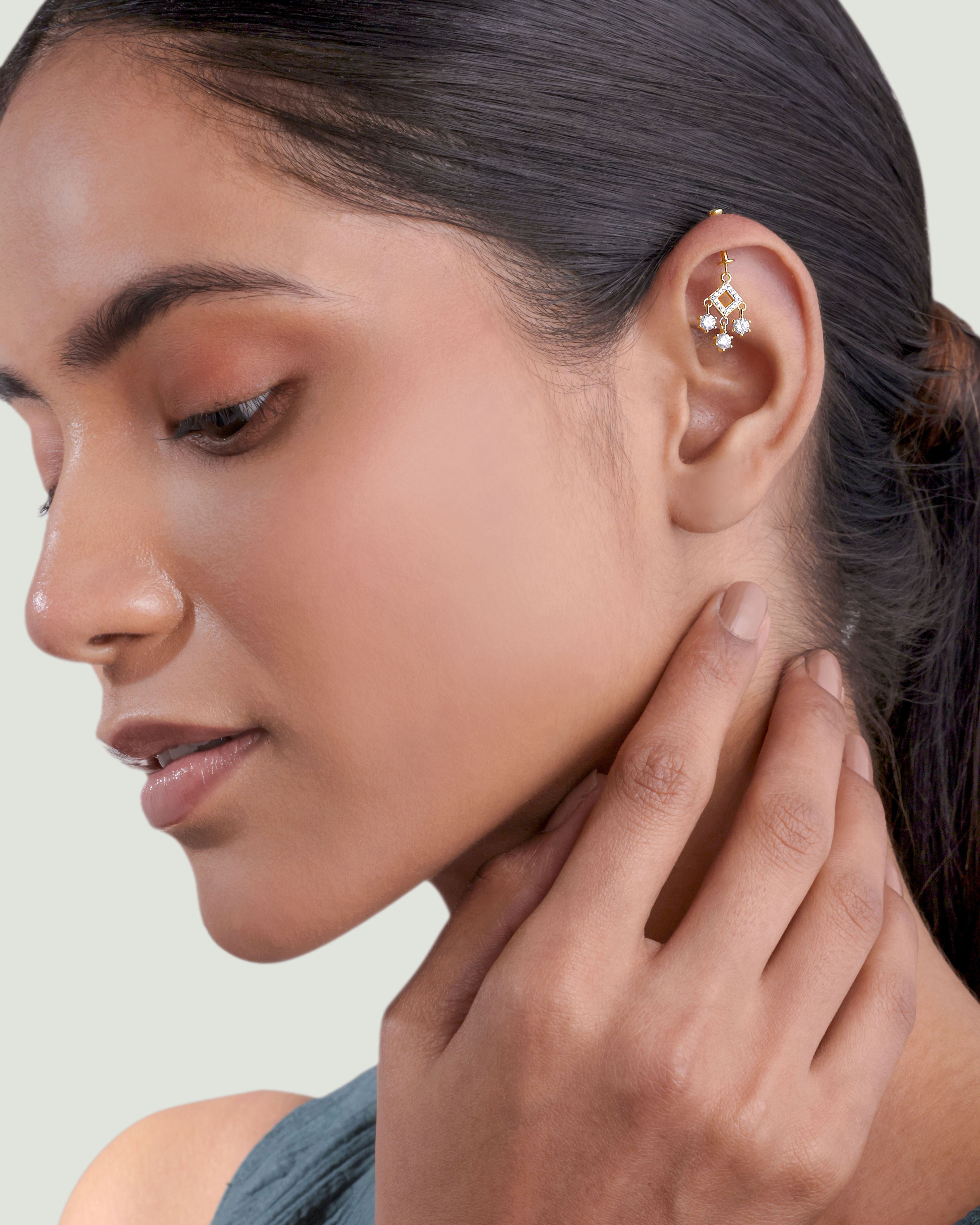 Solitaire Droplets - Helix Hanging - 14K Gold Plated