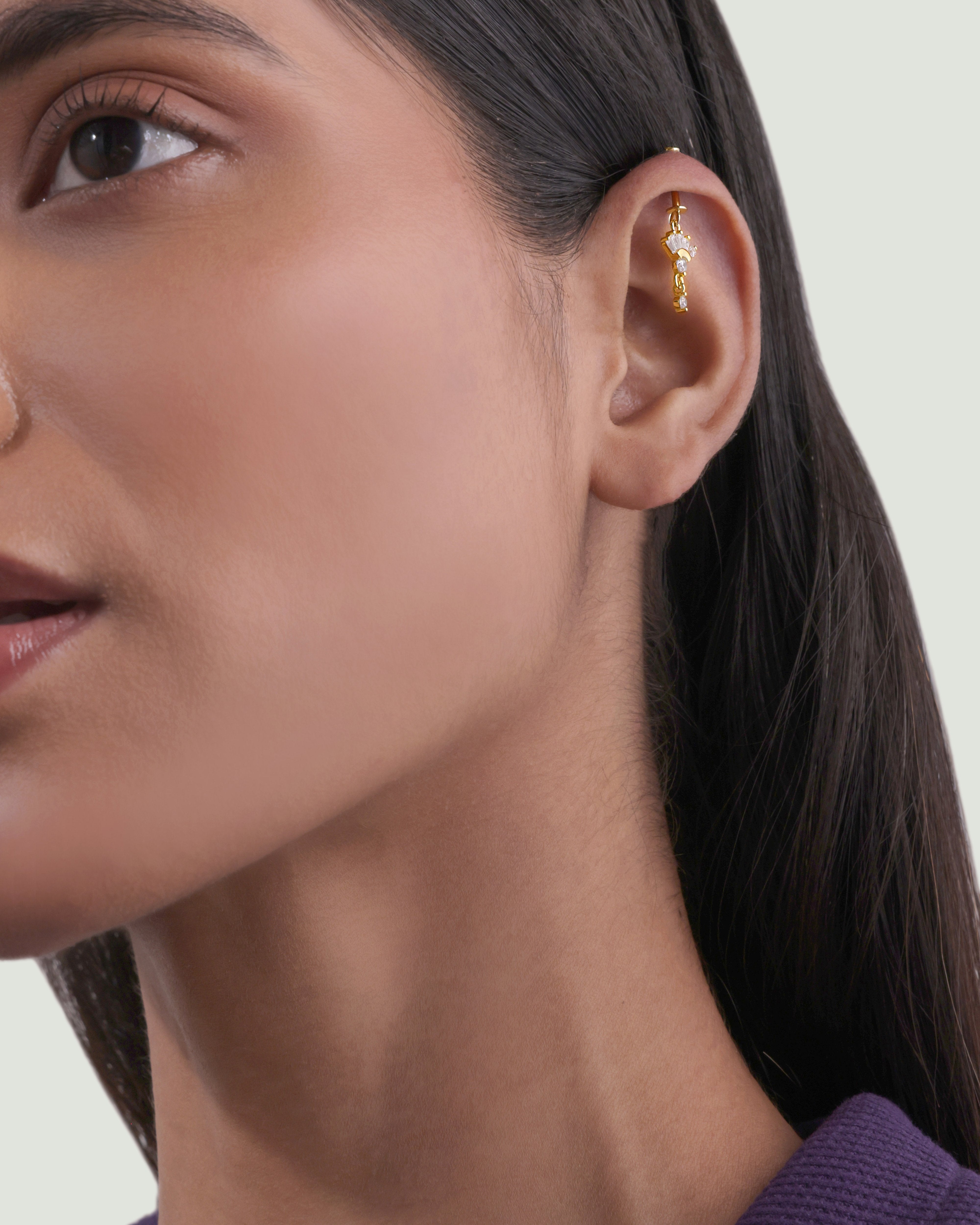 Zirconia Umbrella - Helix Hanging - 14K Gold Plated