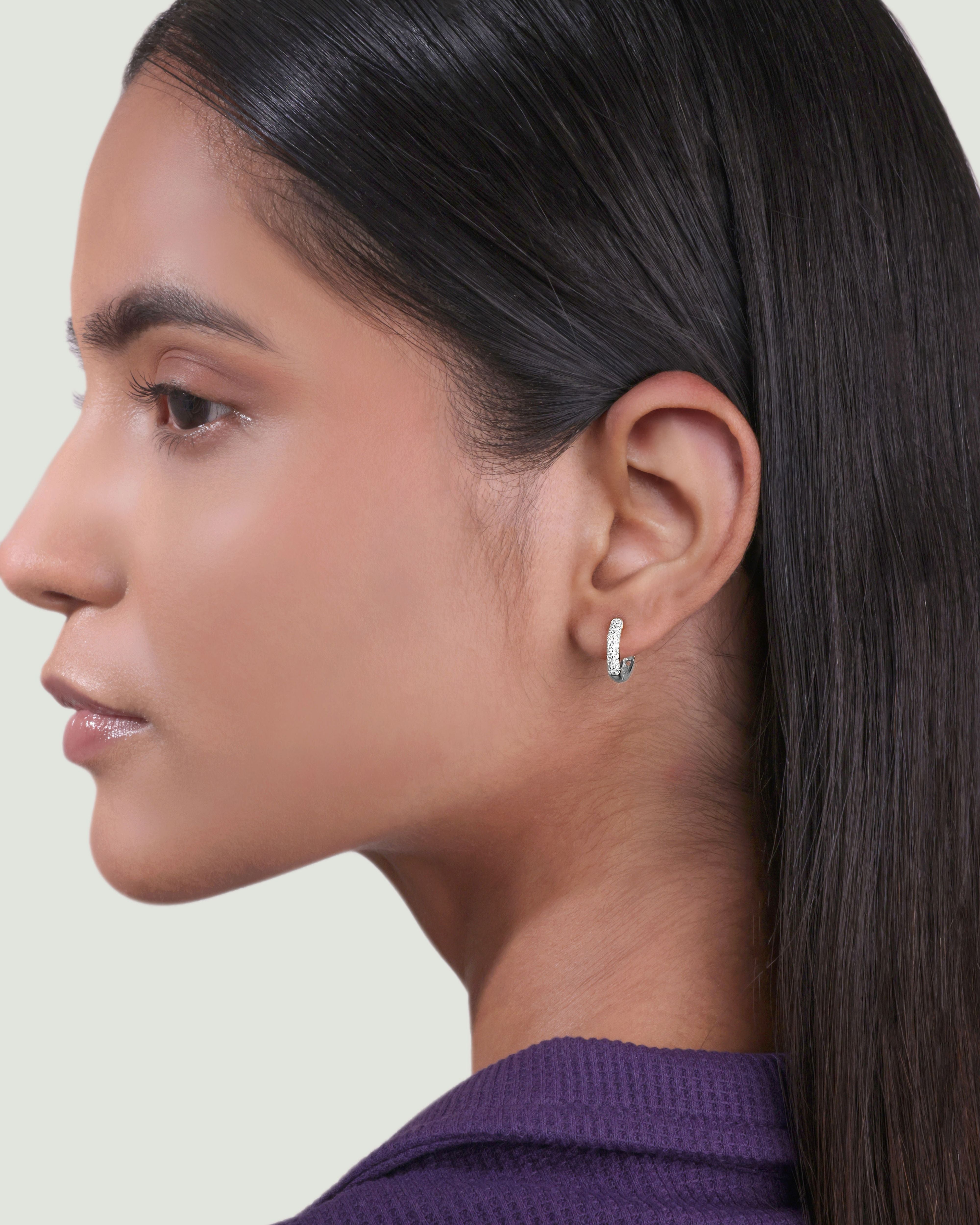 Zirconia Thick Multiple Sizes Hoop Earrings