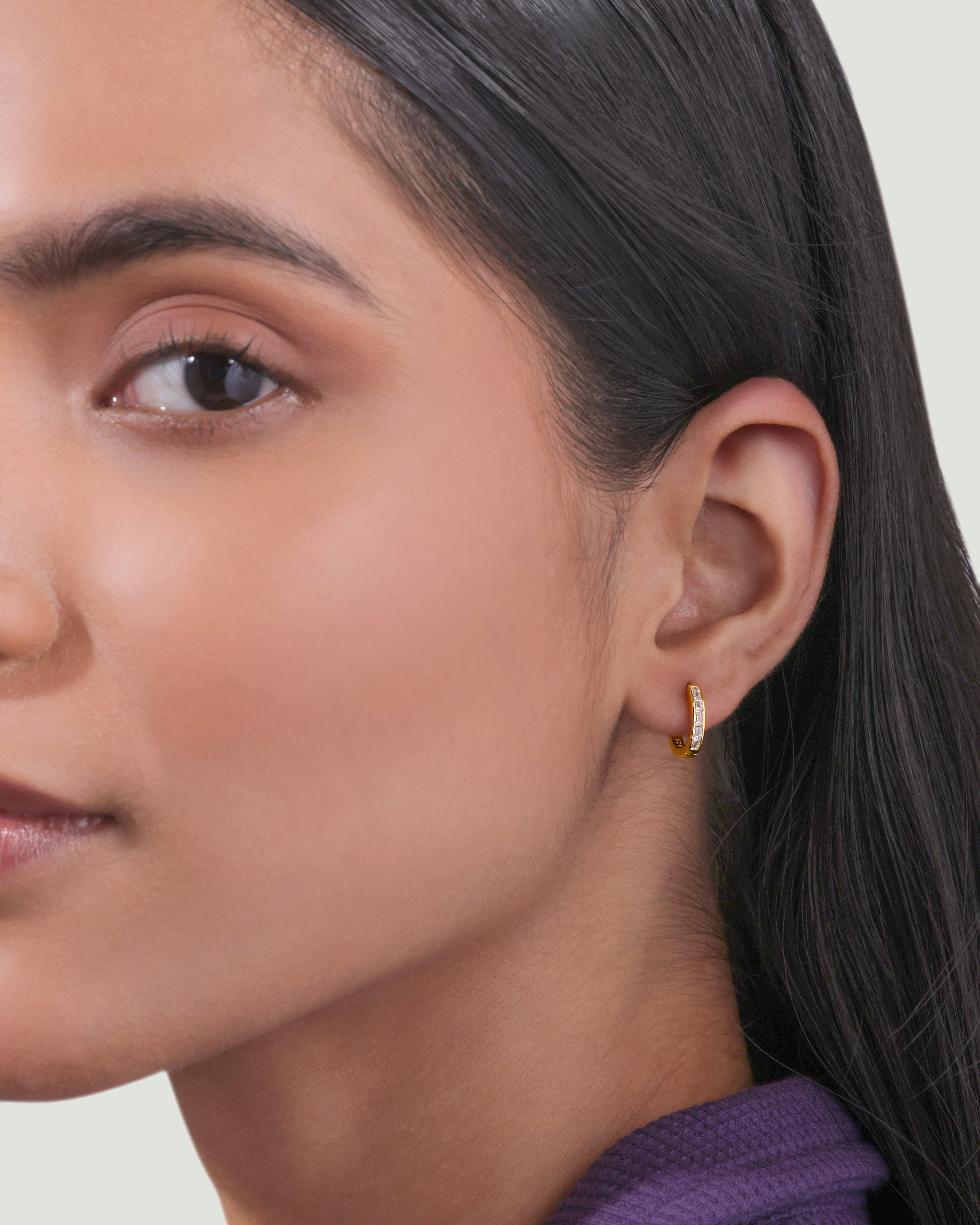 Statement Baguette Round Hoop Earrings
