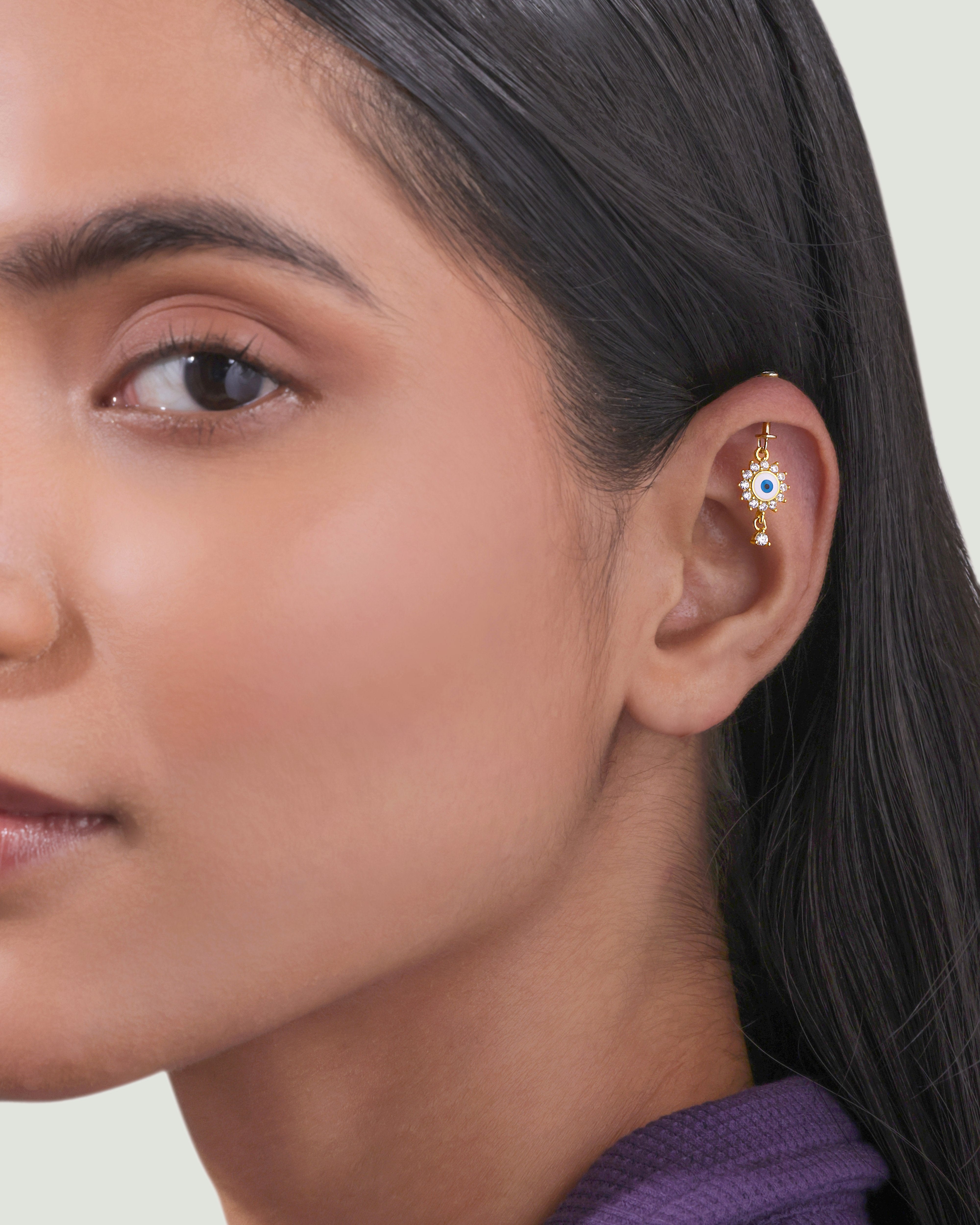 Blue white enamel eye - Helix hanging