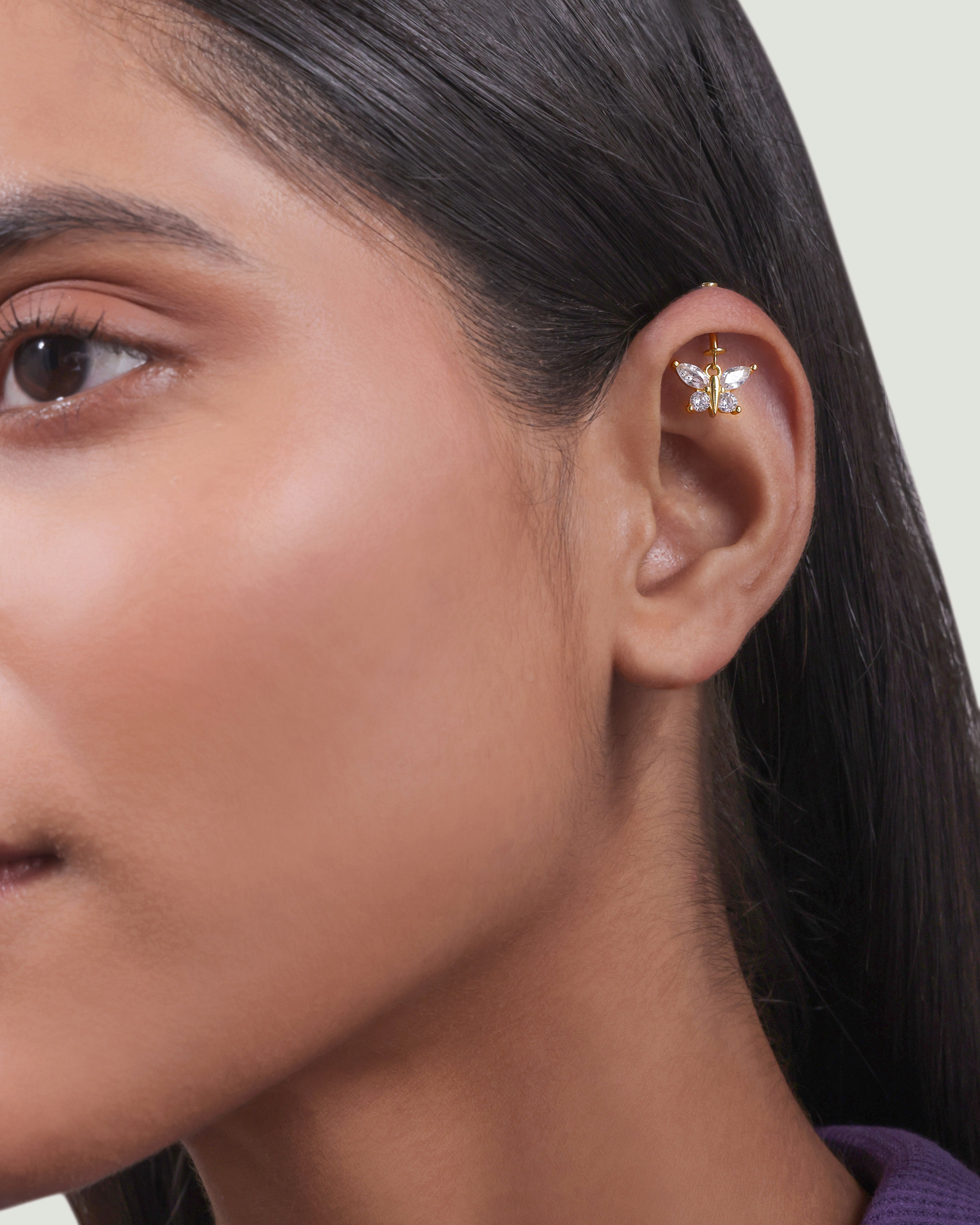 Four Marquise Butterfly Helix Hanging Earrings - Main Image