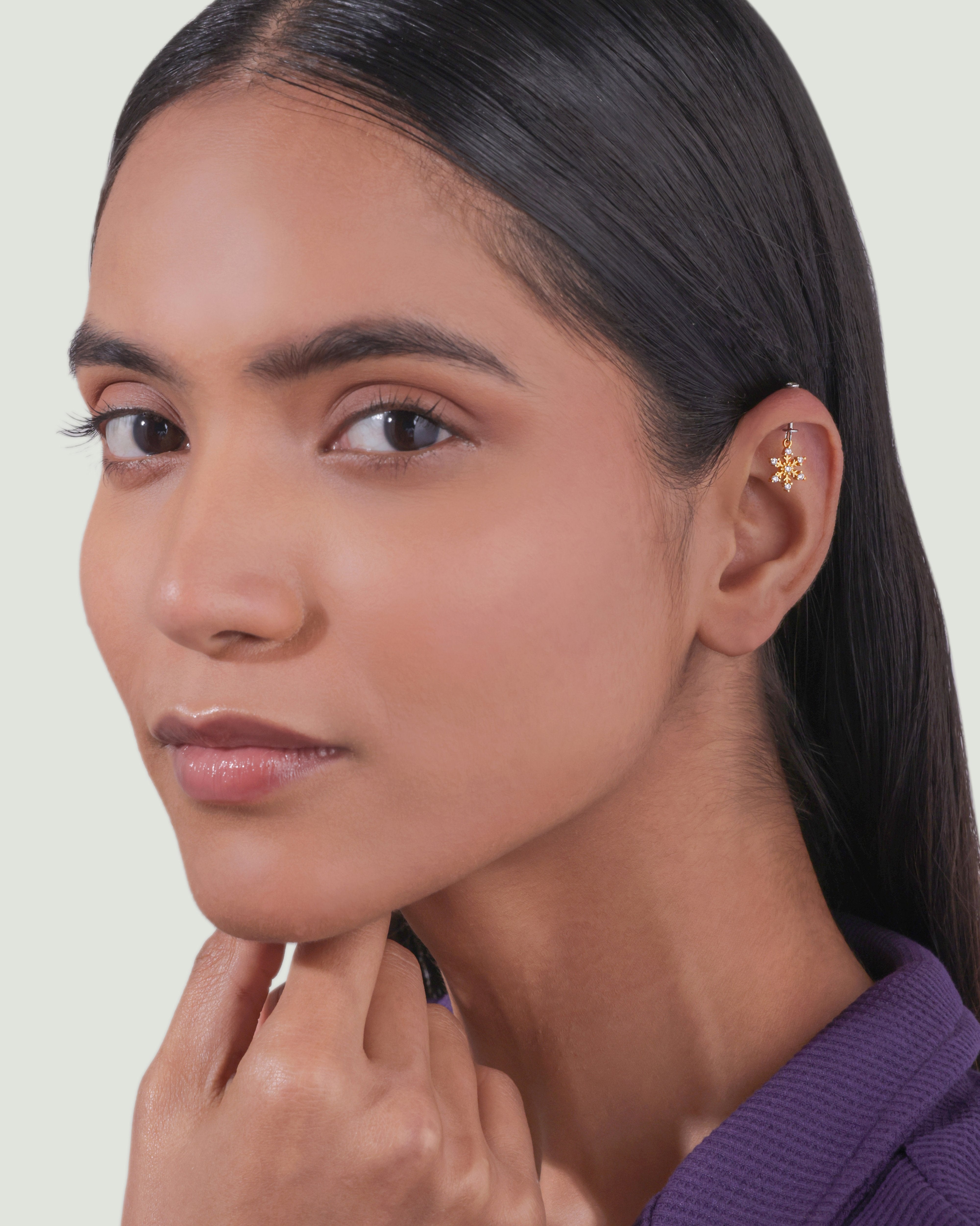 'Ice on ear' Snowflake - screw Helix Hanging