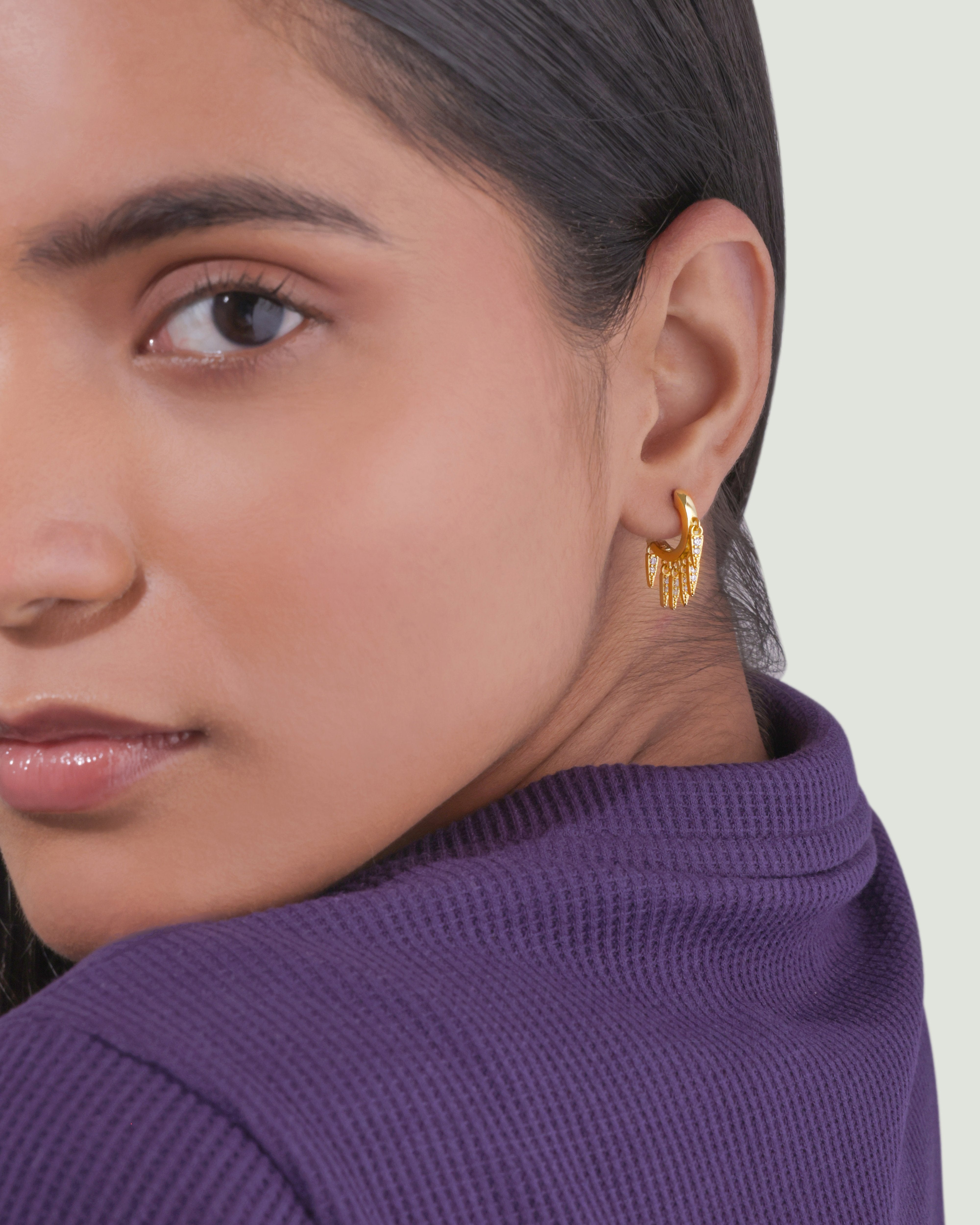 Multi Bar Charm Hoop Earrings