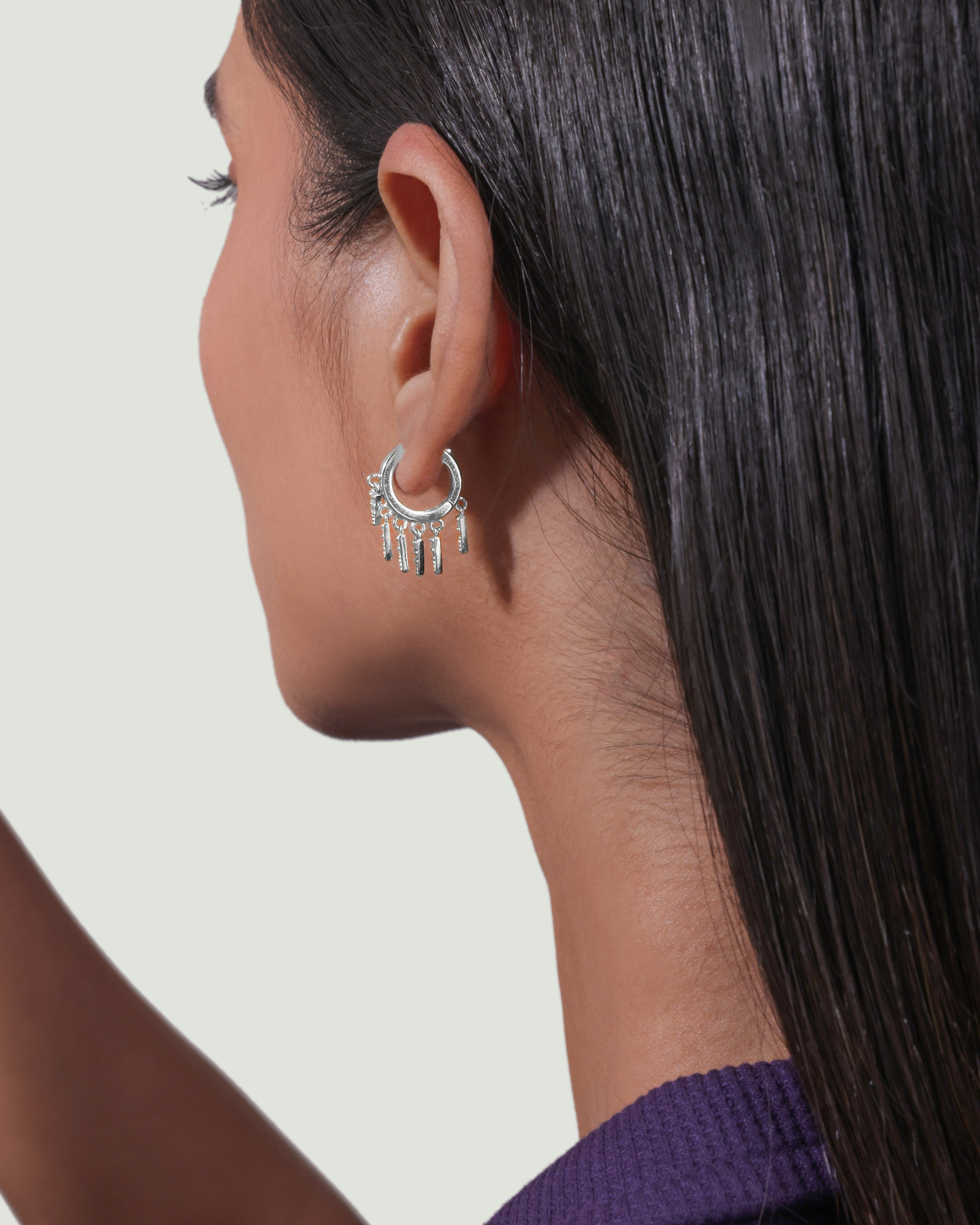 Multi bar charm hoop earring